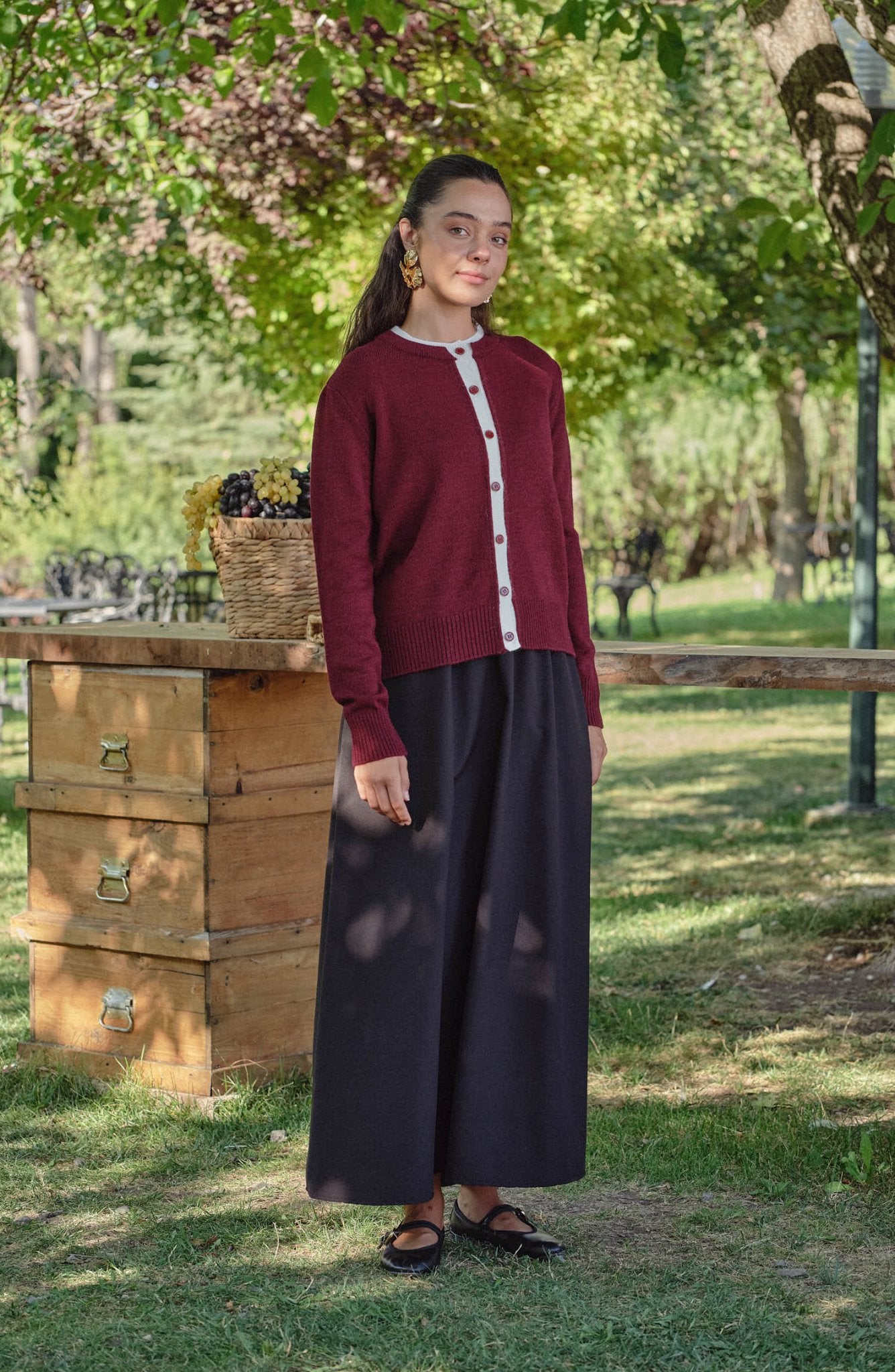 Katmanlı Kısa Bordo Triko Hırka - Fatma Atasoy