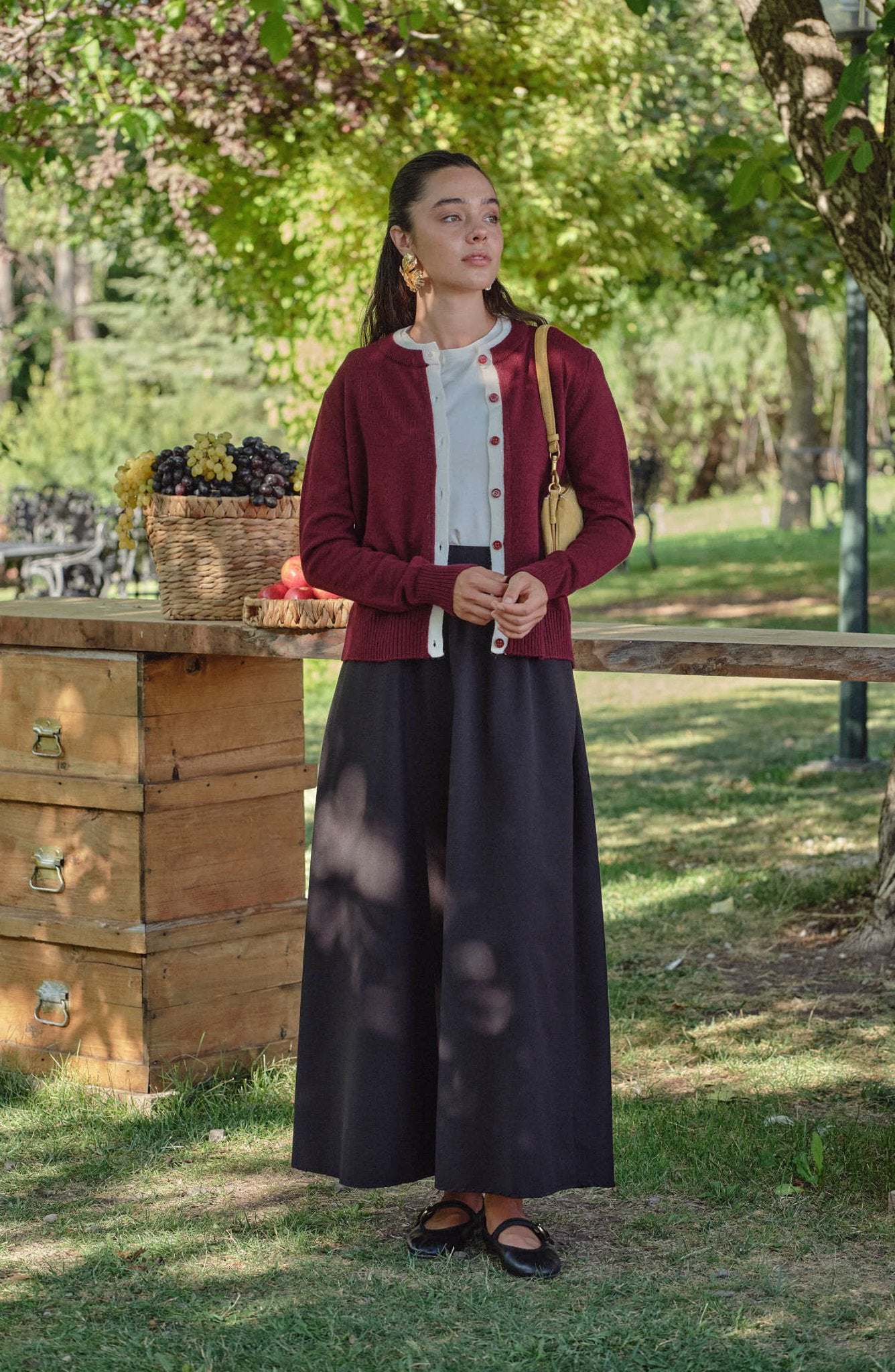 Katmanlı Kısa Bordo Triko Hırka - Fatma Atasoy
