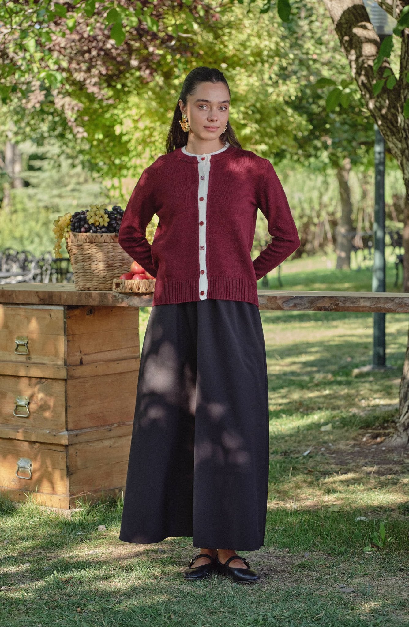 Katmanlı Kısa Bordo Triko Hırka - Fatma Atasoy