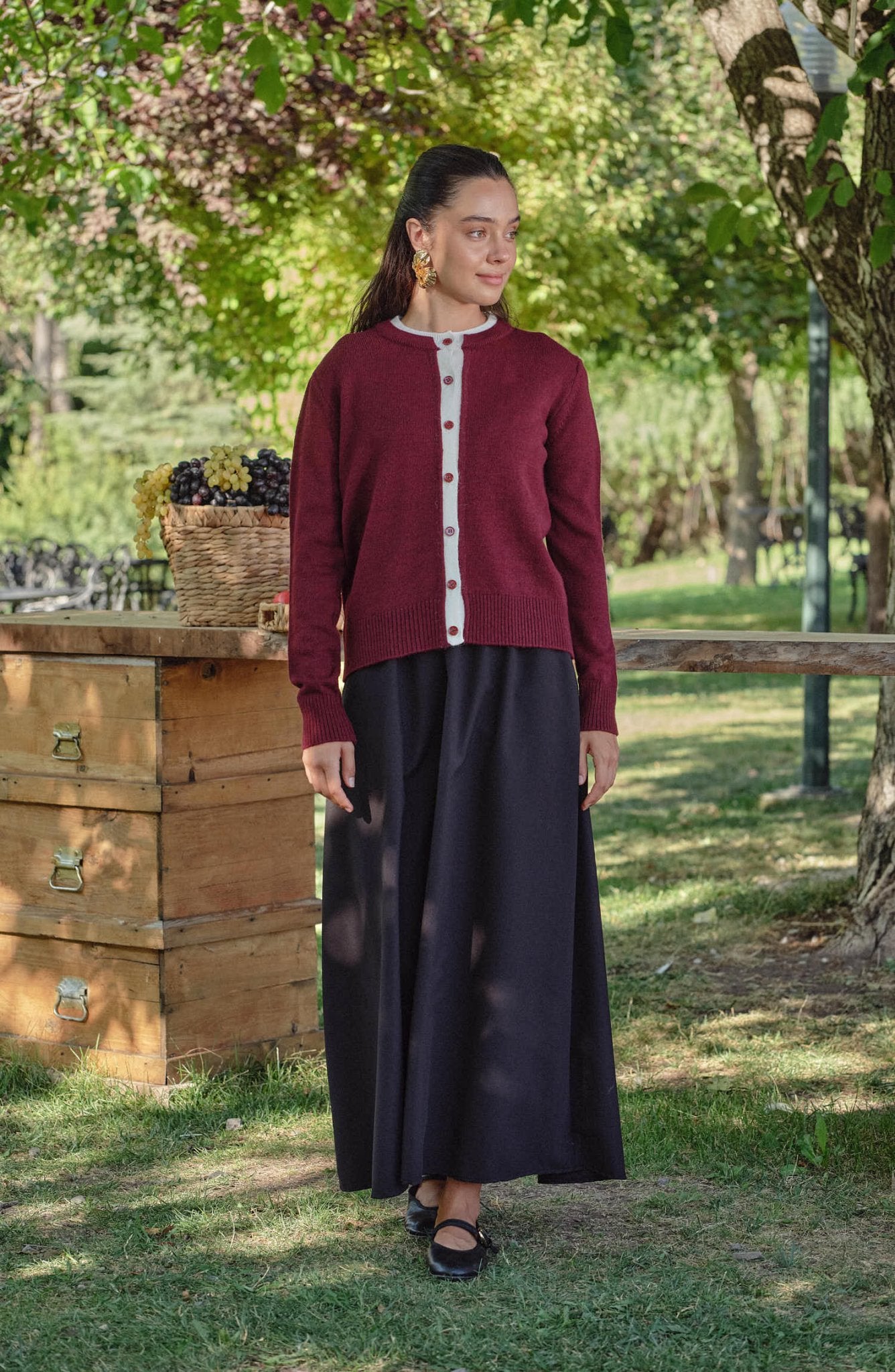 Katmanlı Kısa Bordo Triko Hırka - Fatma Atasoy