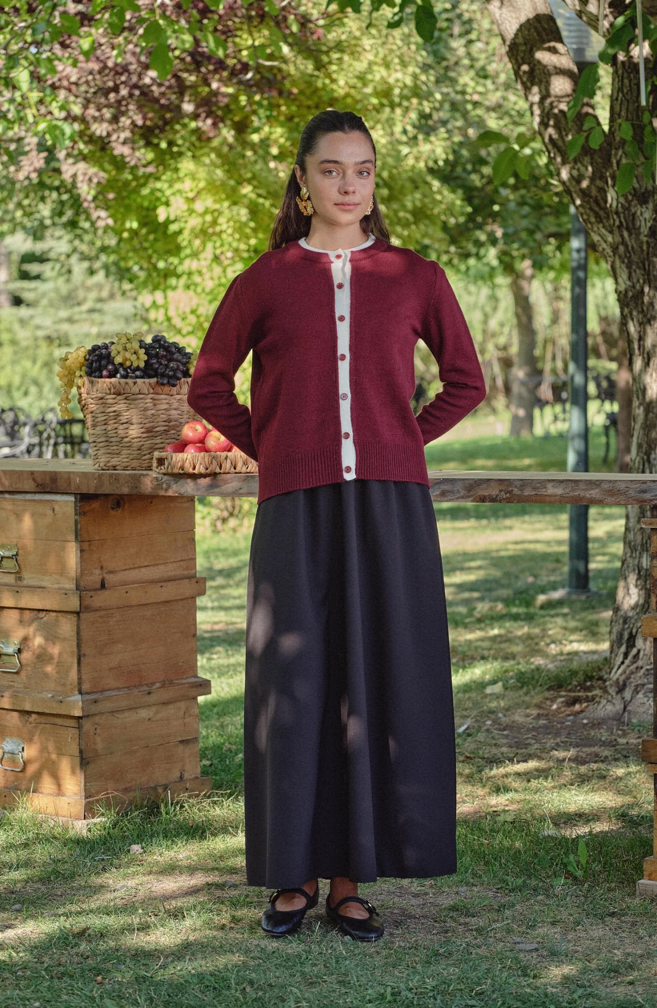 Katmanlı Kısa Bordo Triko Hırka - Fatma Atasoy