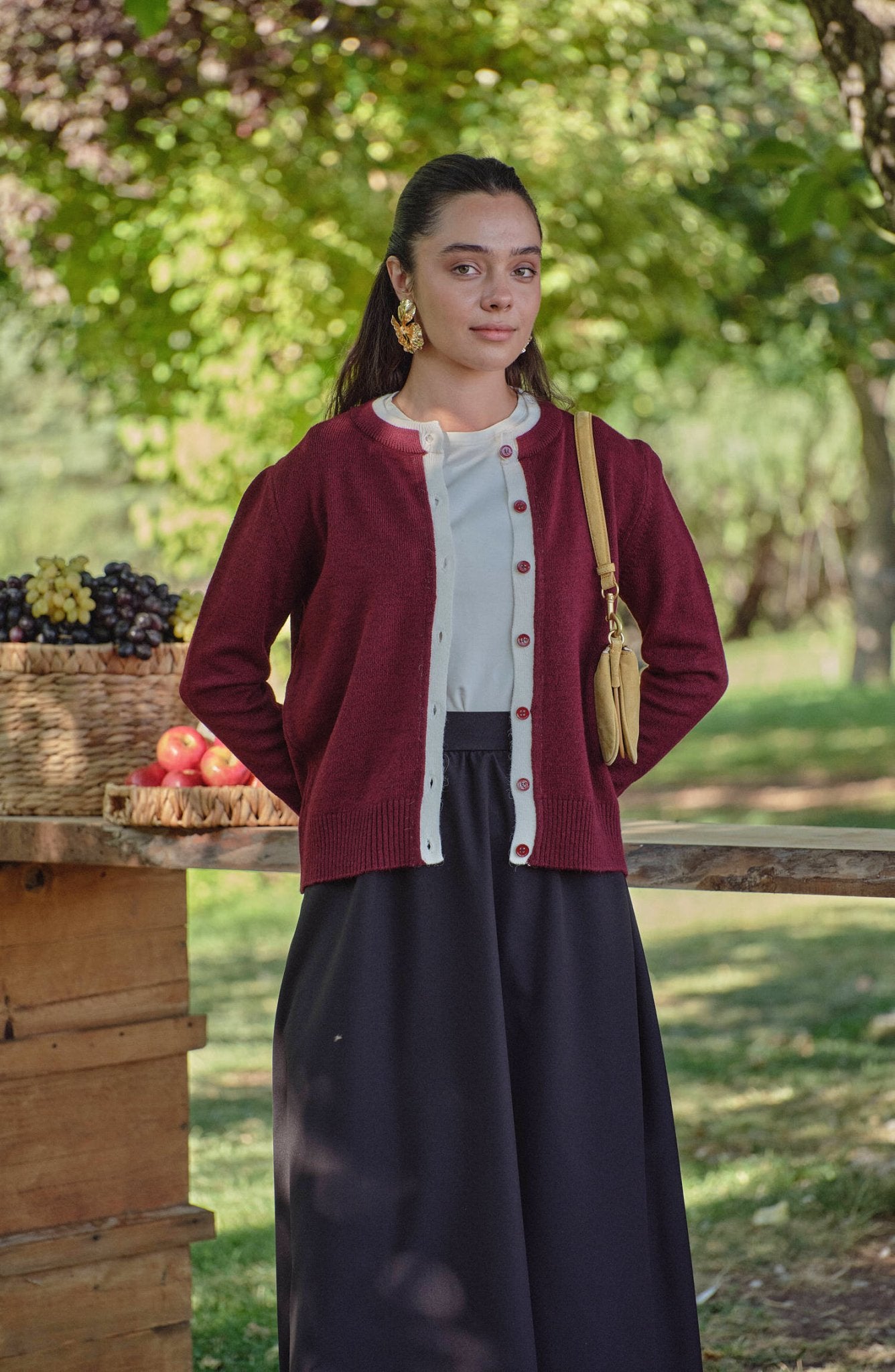 Katmanlı Kısa Bordo Triko Hırka - Fatma Atasoy