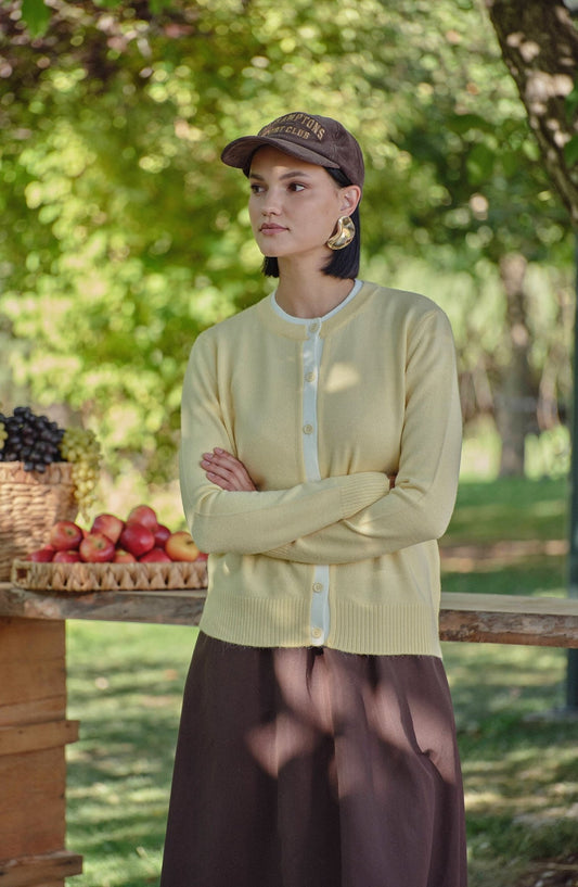 Katmanlı Kısa Butter Sarı Triko Hırka - Fatma Atasoy