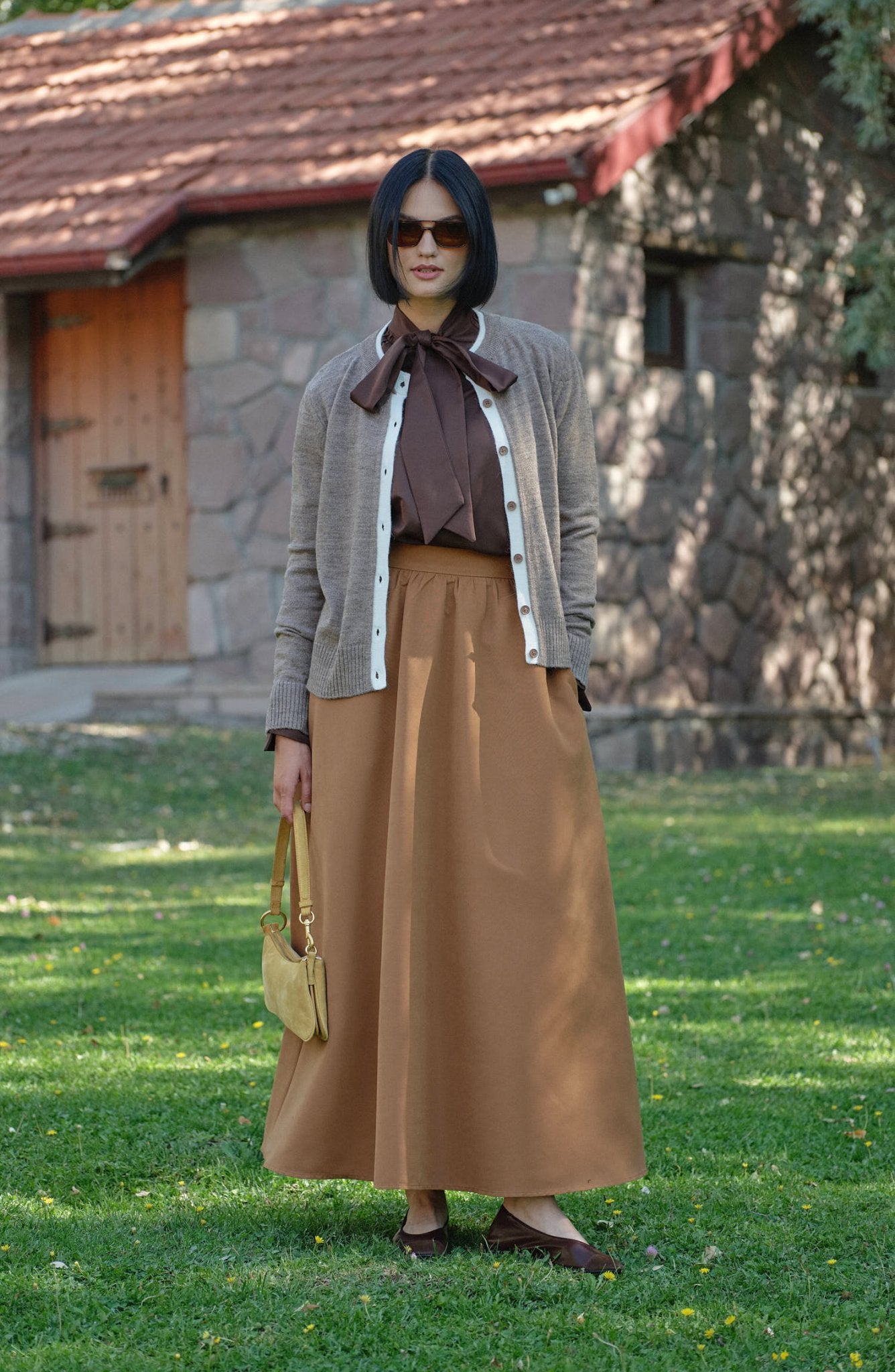 Katmanlı Kısa Mocha Triko Hırka - Fatma Atasoy