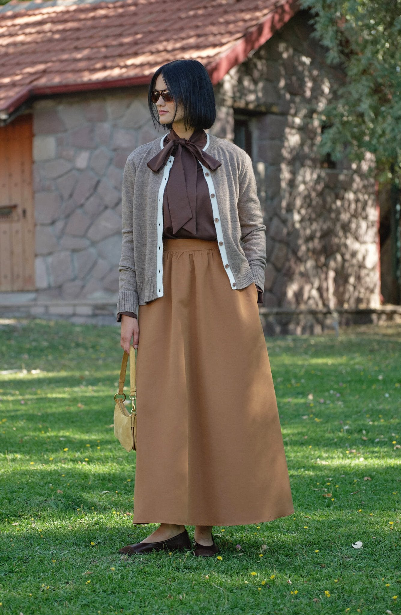 Katmanlı Kısa Mocha Triko Hırka - Fatma Atasoy