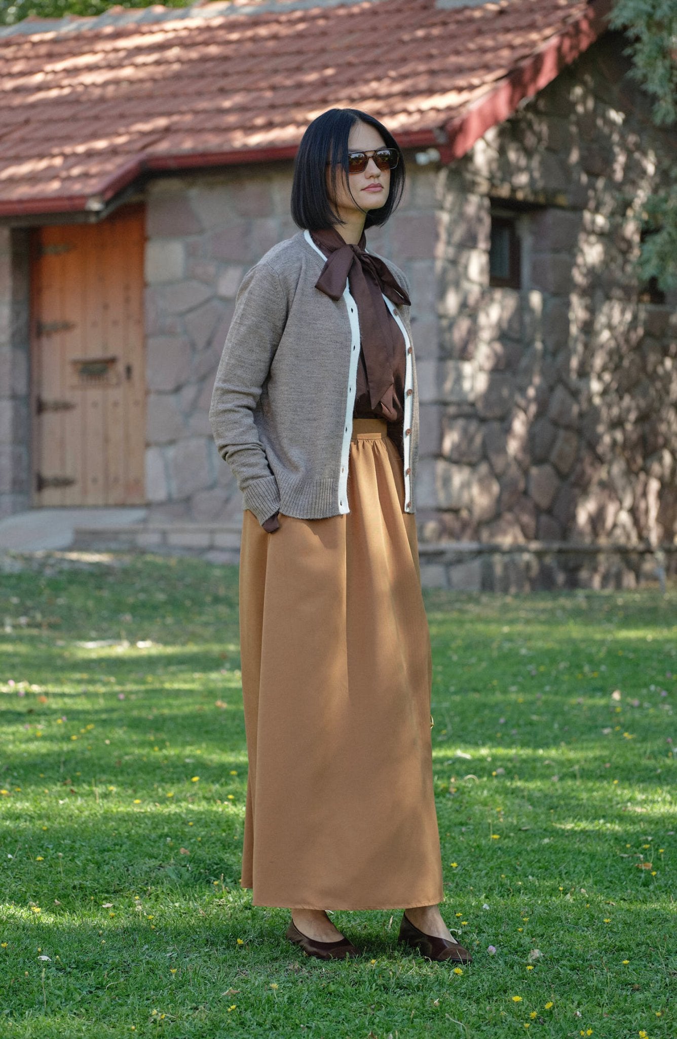 Katmanlı Kısa Mocha Triko Hırka - Fatma Atasoy