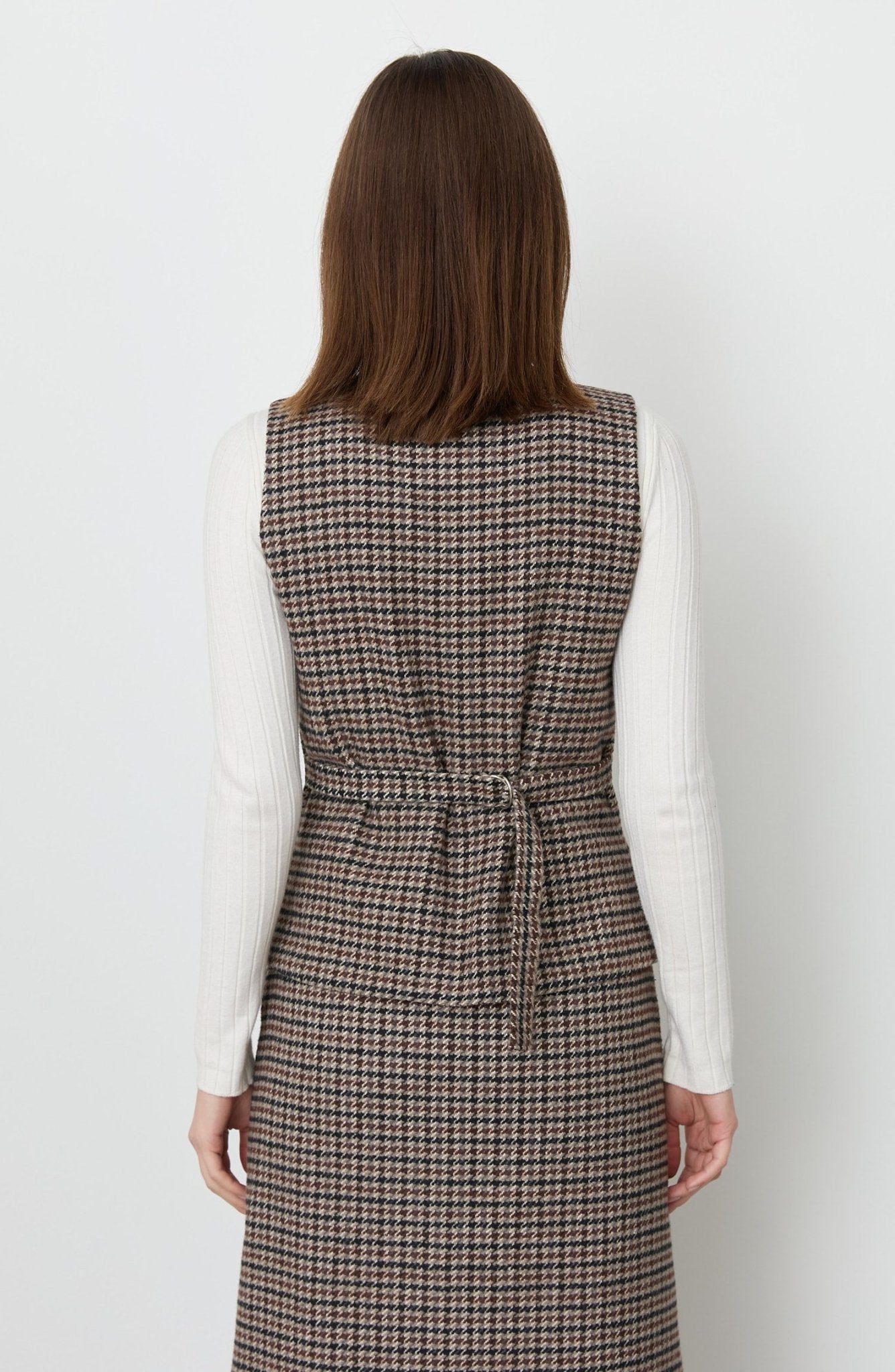 Kazayağı Yelek Etek Takım Kahve - Fatma Atasoy