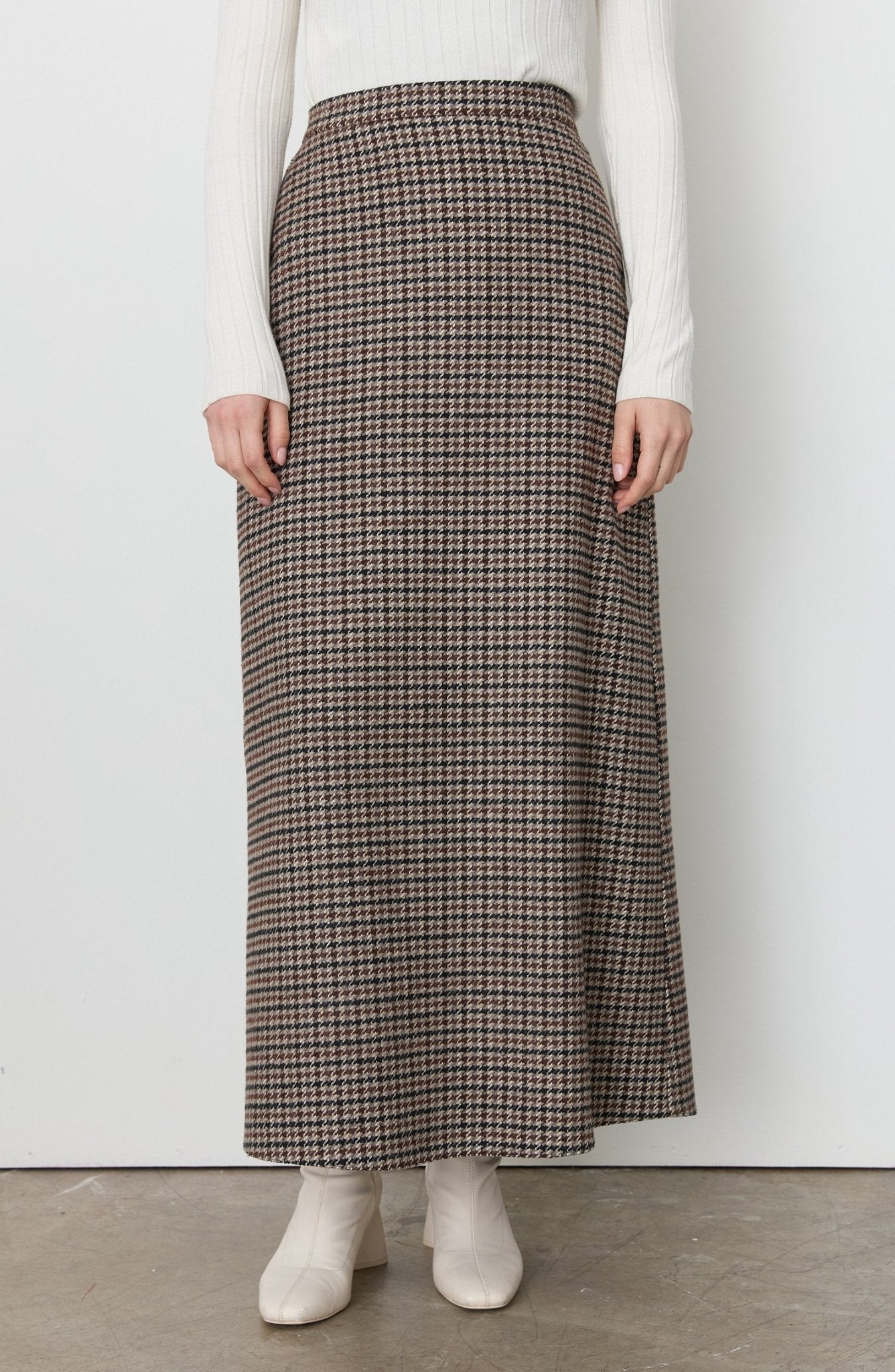 Kazayağı Yelek Etek Takım Kahve - Fatma Atasoy