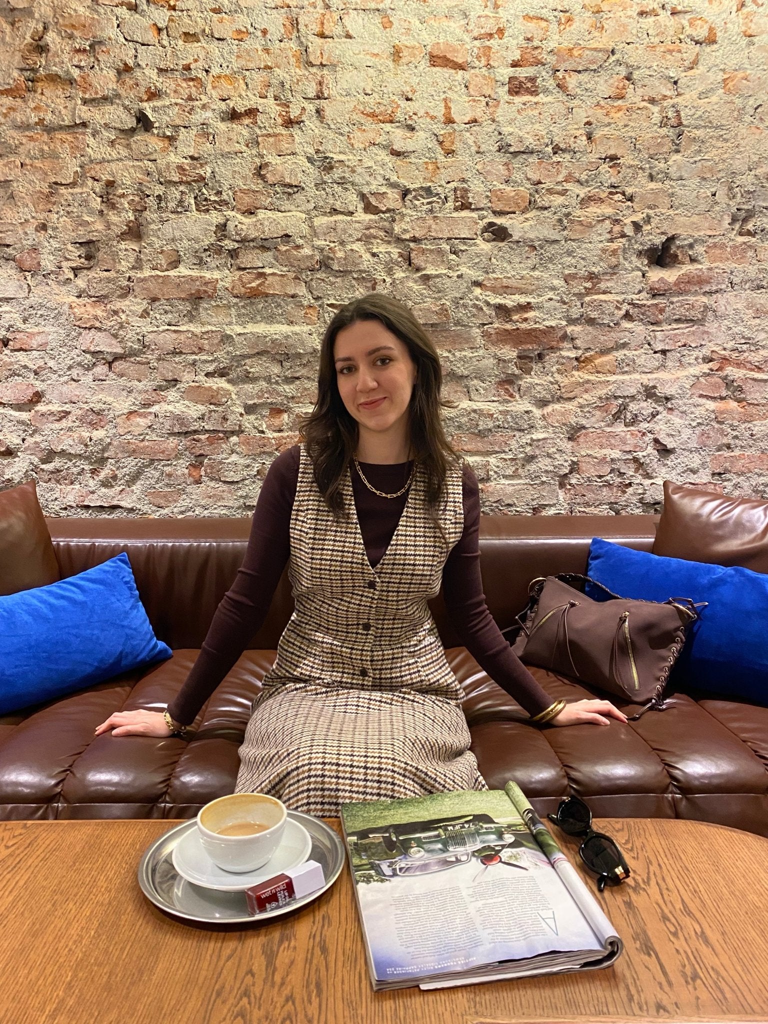 Kazayağı Yelek Etek Takım Sütlü Kahve - Fatma Atasoy