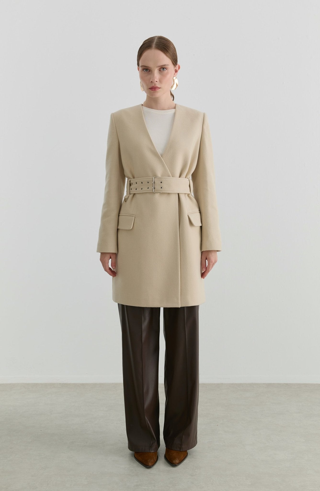 Kemerli Taş Kaşmir Ceket Kaban - Fatma Atasoy