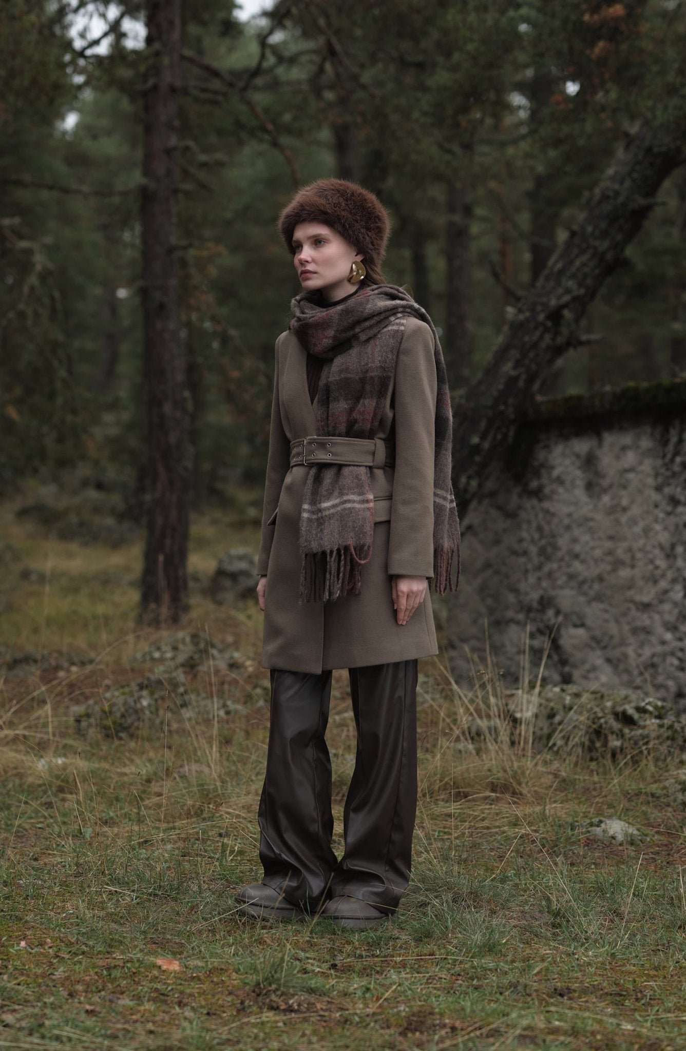 Kemerli Vizon Kaşmir Ceket Kaban - Fatma Atasoy