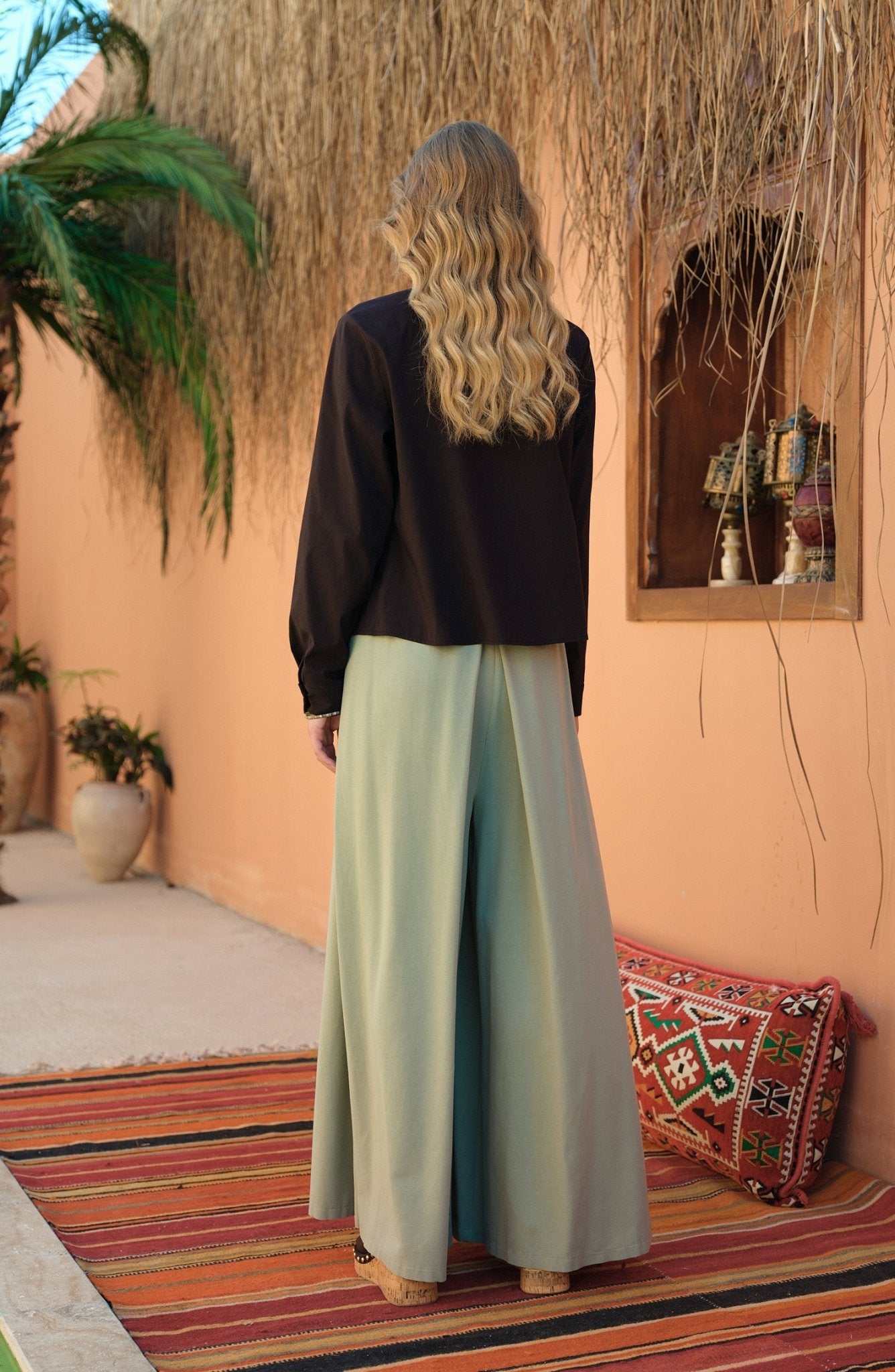 Keten Mint Etek Pantolon - Fatma Atasoy