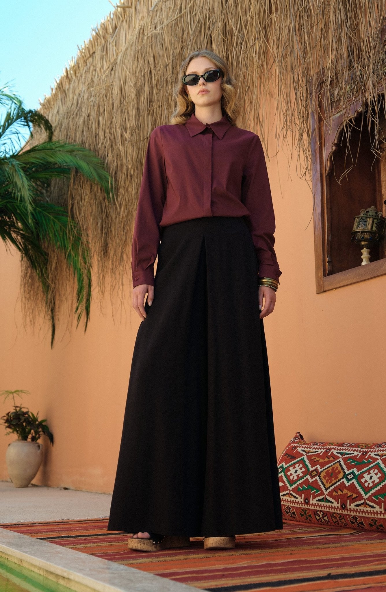 Keten Siyah Etek Pantolon - Fatma Atasoy