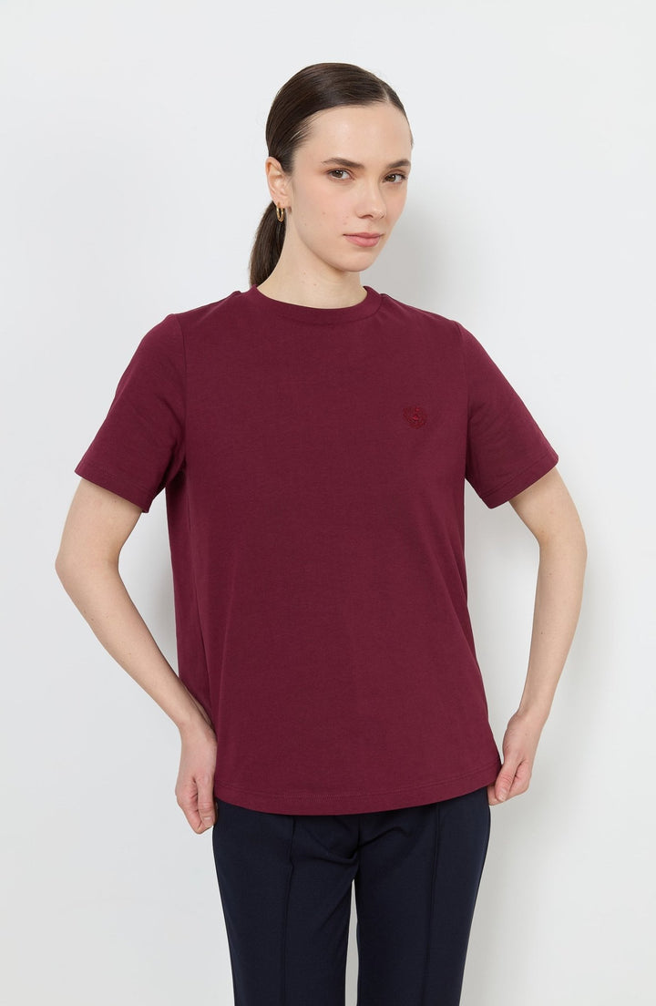 Kısa Kollu Basic Bordo Tişört - Fatma Atasoy