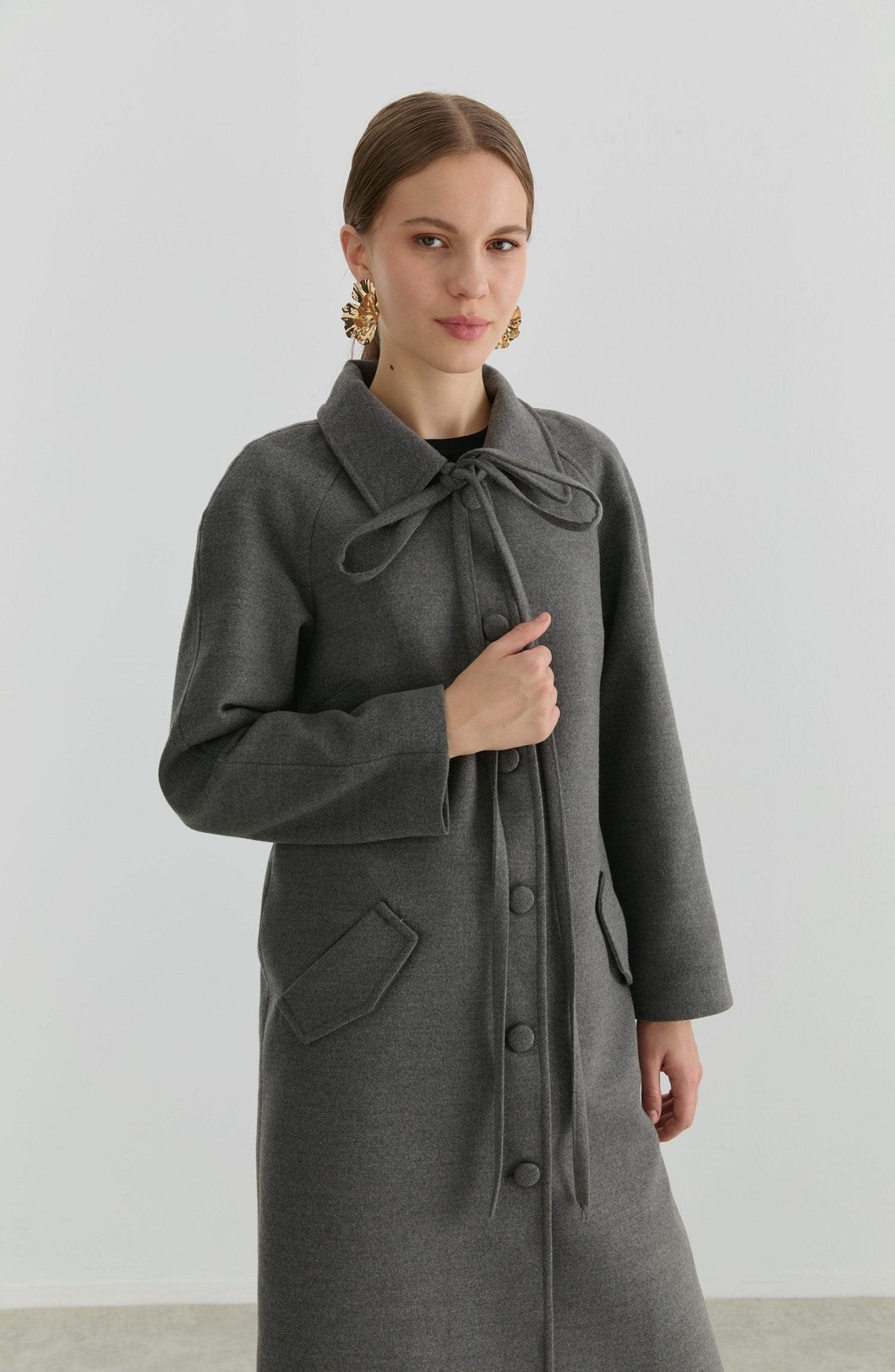 Kore Gri Kaşmir Kaban - Fatma Atasoy