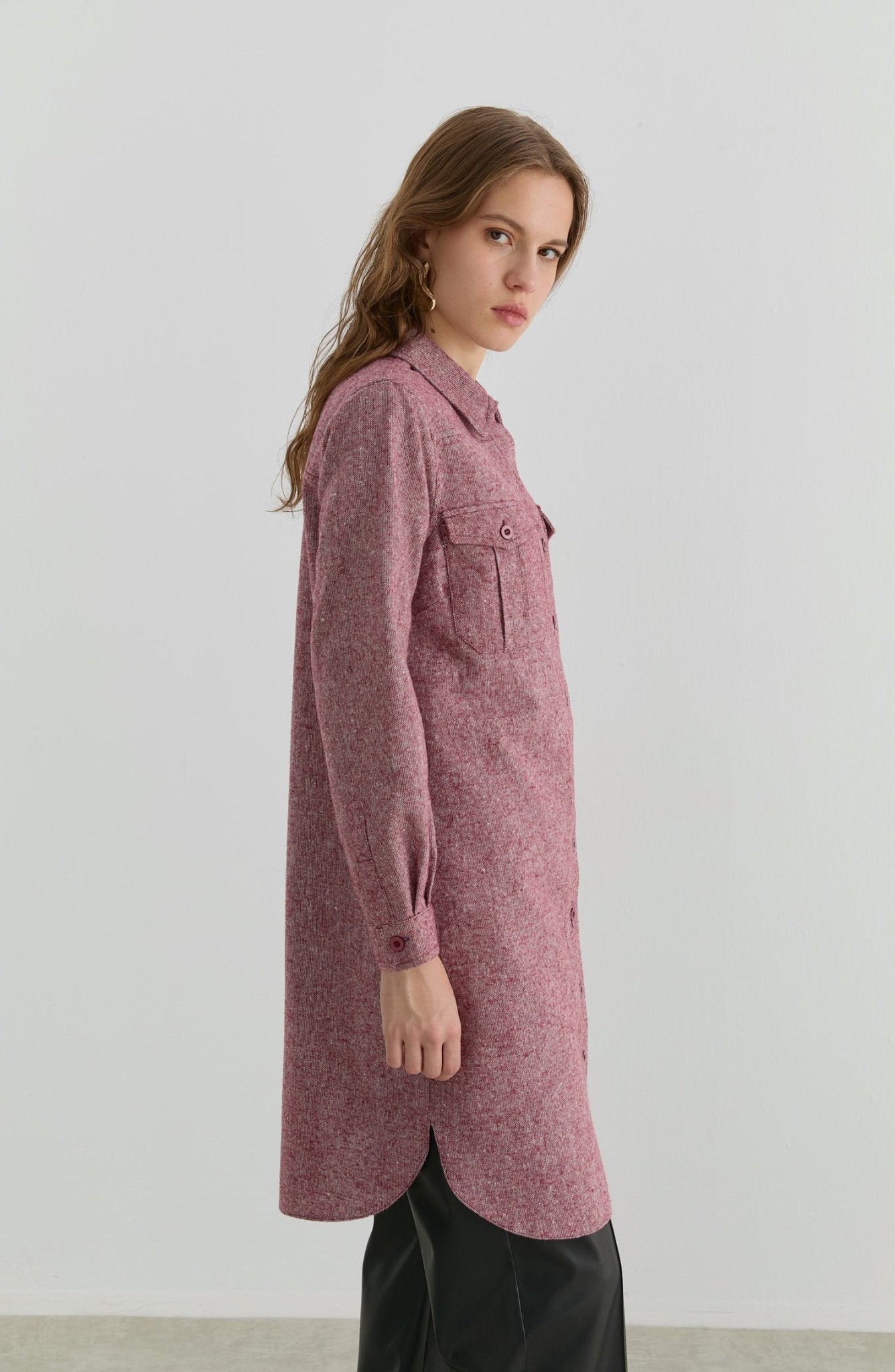 Körük Cepli Bordo Tüvit Gömlek Ceket - Fatma Atasoy