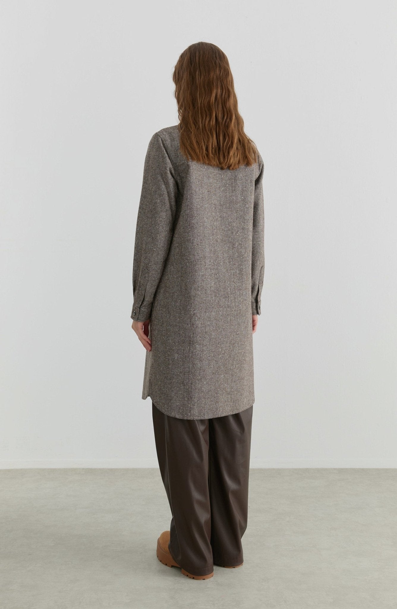 Körük Cepli Kahverengi Tüvit Gömlek Ceket - Fatma Atasoy