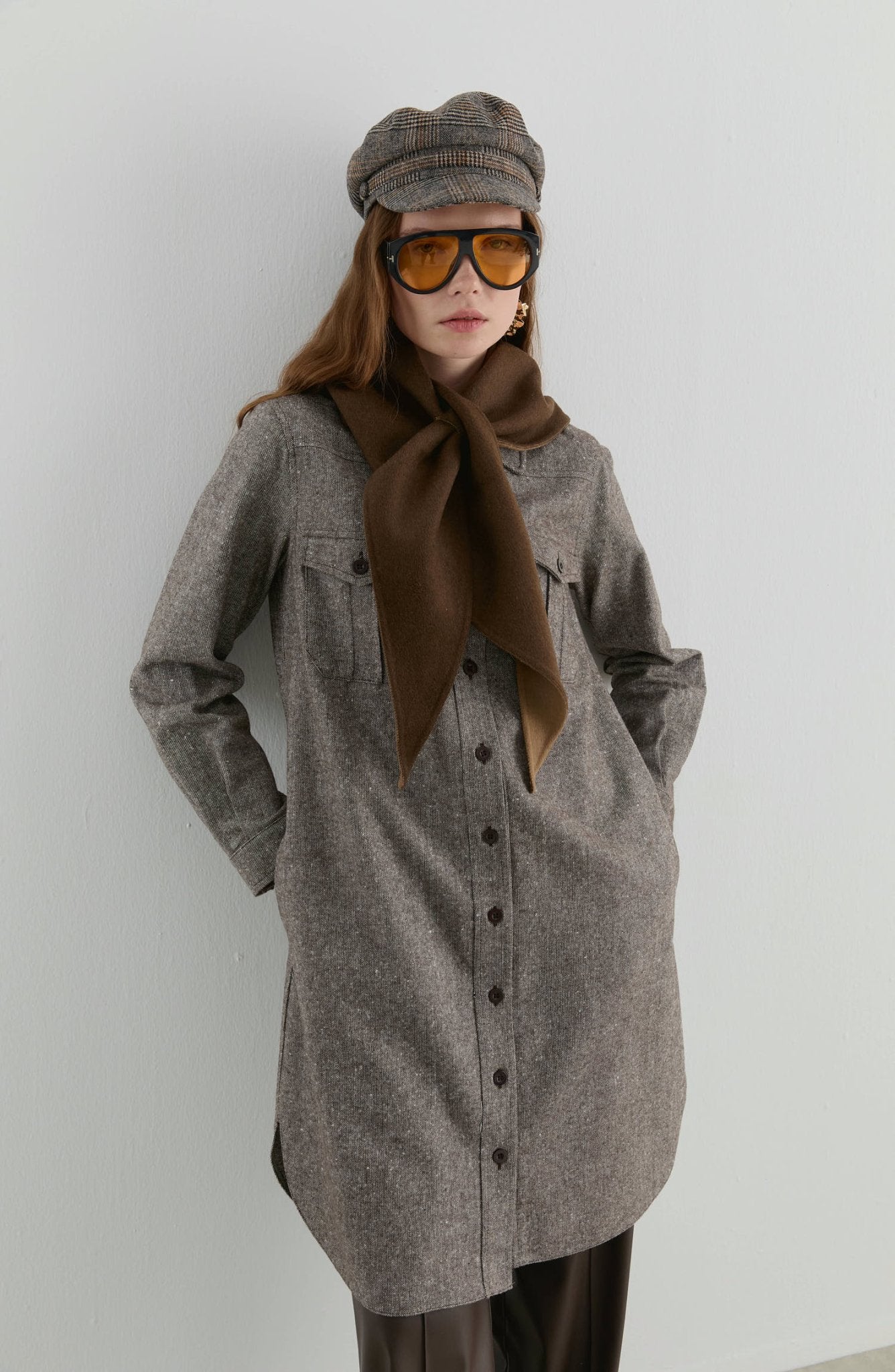 Körük Cepli Kahverengi Tüvit Gömlek Ceket - Fatma Atasoy