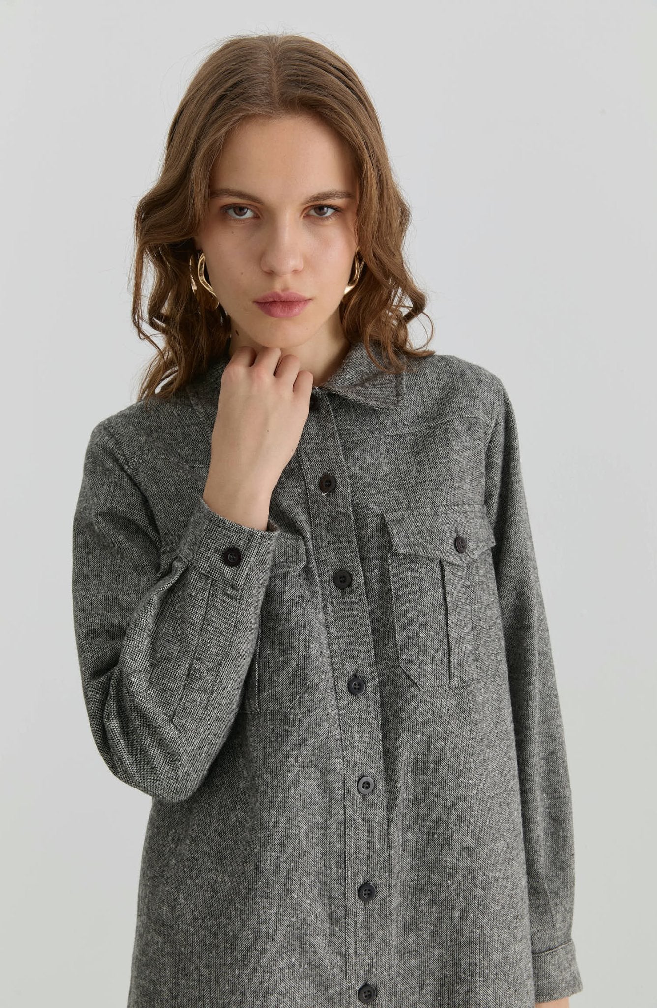 Körük Cepli Siyah Tüvit Gömlek Ceket - Fatma Atasoy