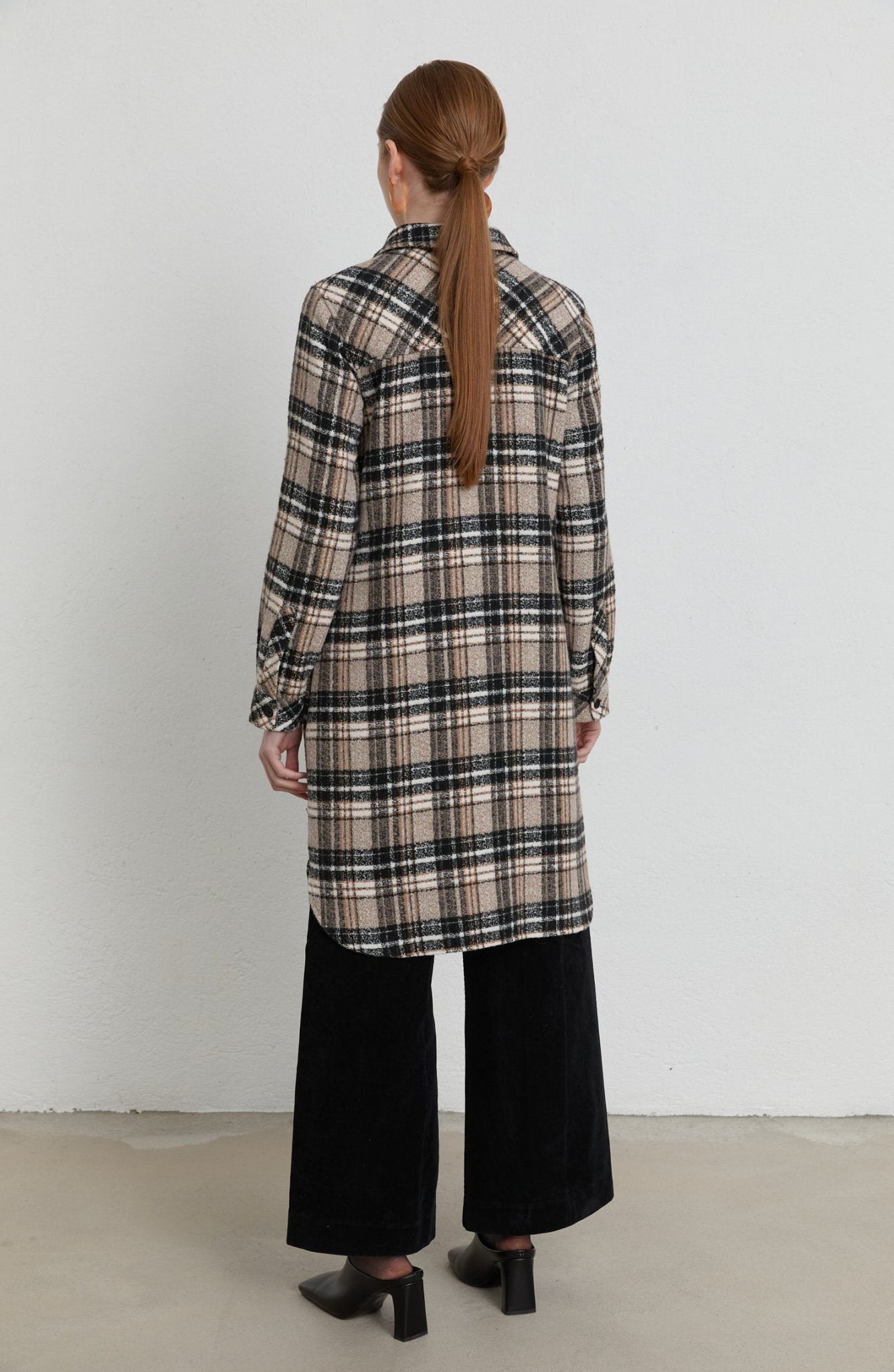 Körük Cepli Taş Ekose Kaşe Gömlek Ceket - Fatma Atasoy