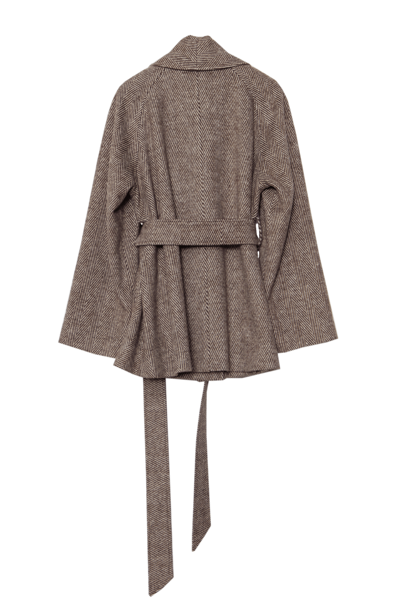 Kruvaze Sütlü Kahve Balıksırtı Midi Ceket Kaban - Fatma Atasoy