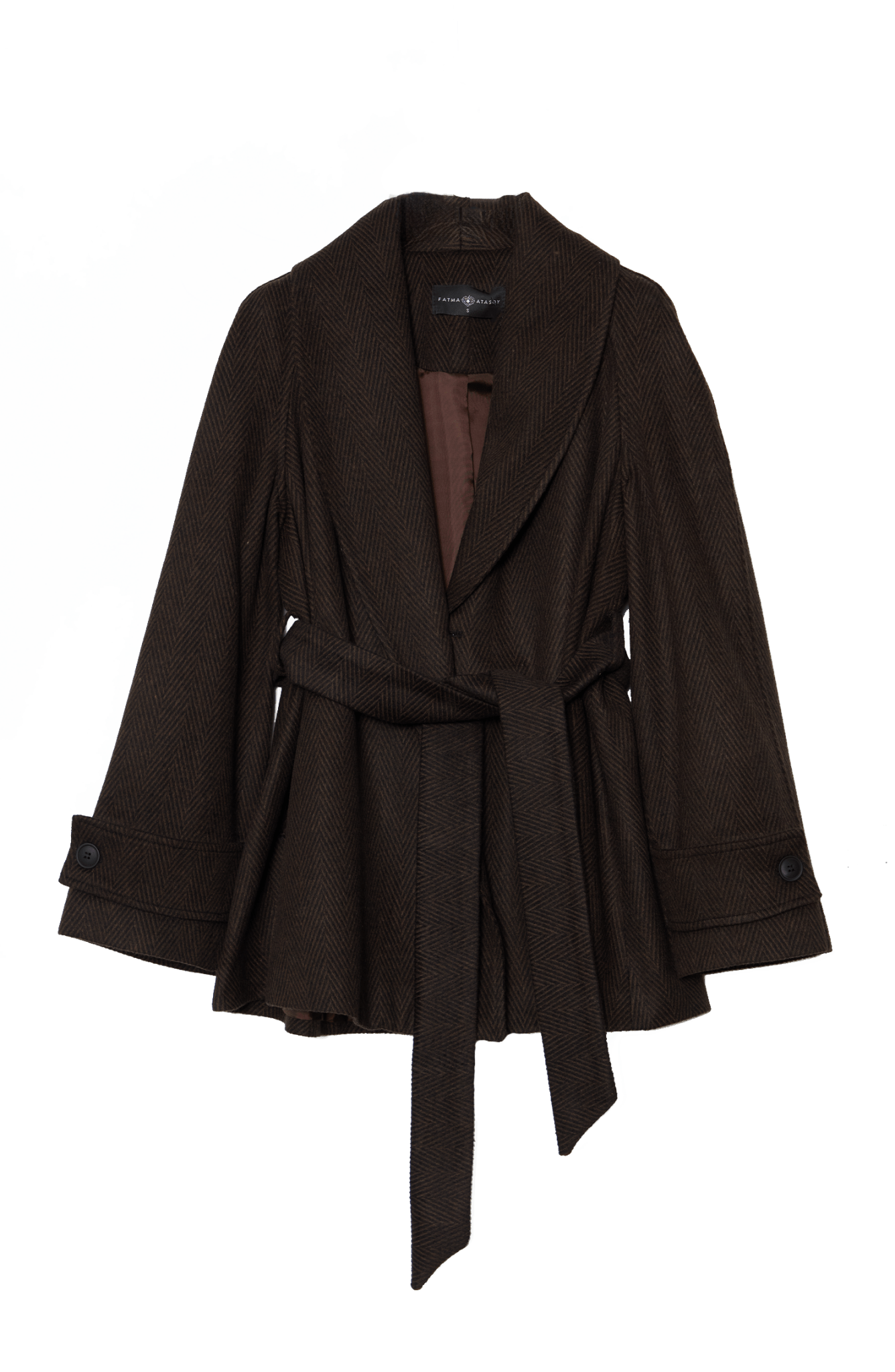 Kruvaze Taba Balıksırtı Midi Ceket Kaban - Fatma Atasoy