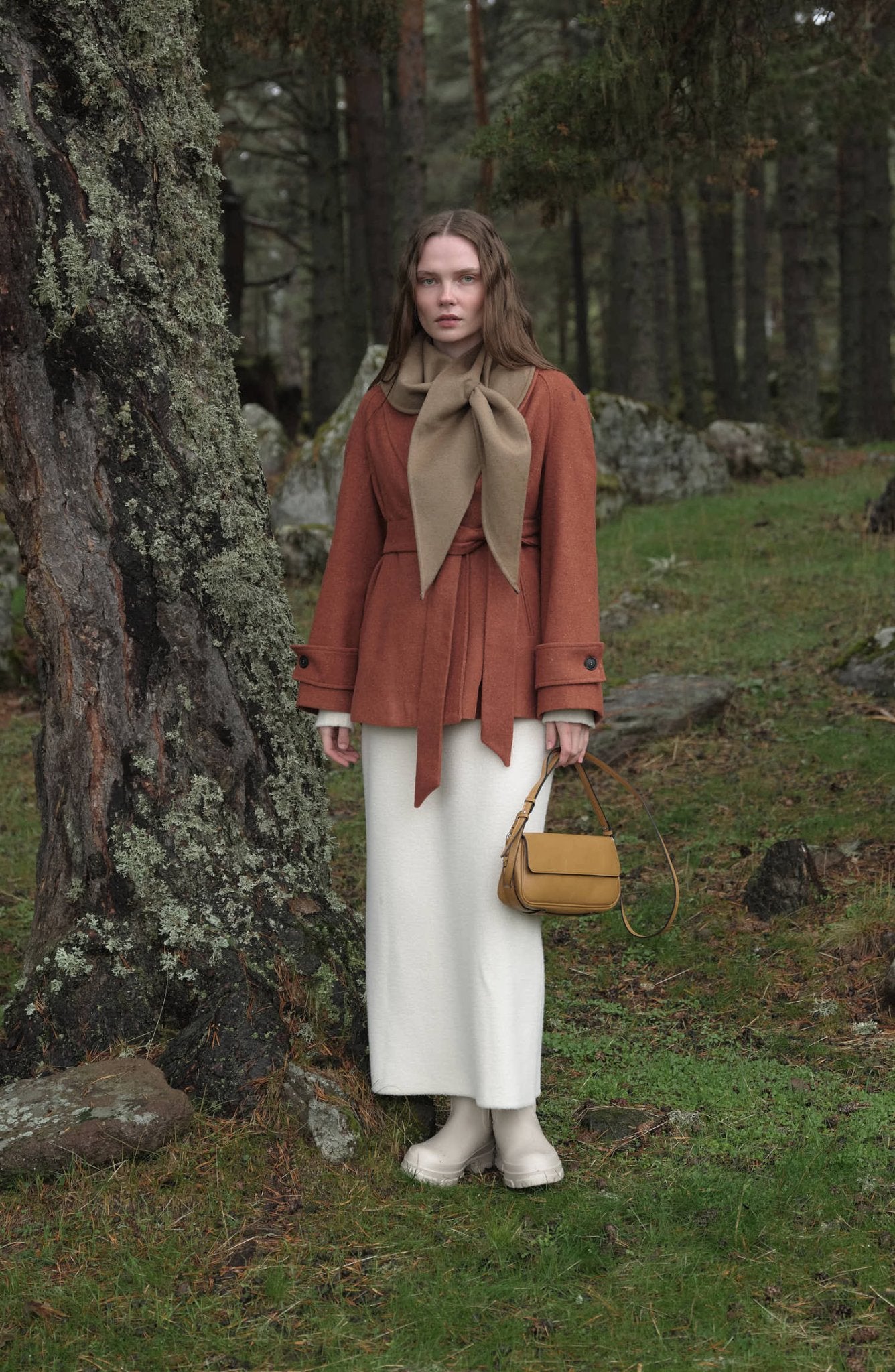 Kruvaze Tarçın Midi Ceket Kaban - Fatma Atasoy