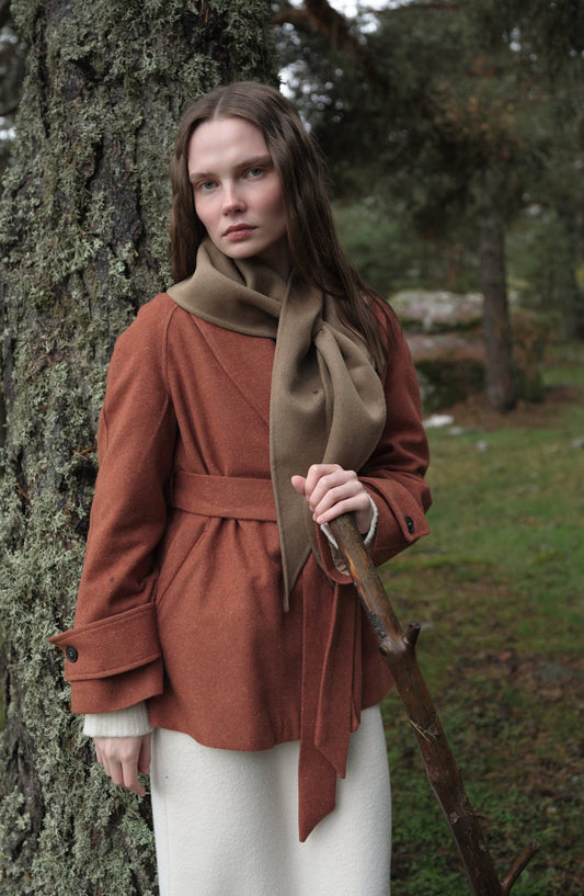 Kruvaze Tarçın Midi Ceket Kaban - Fatma Atasoy