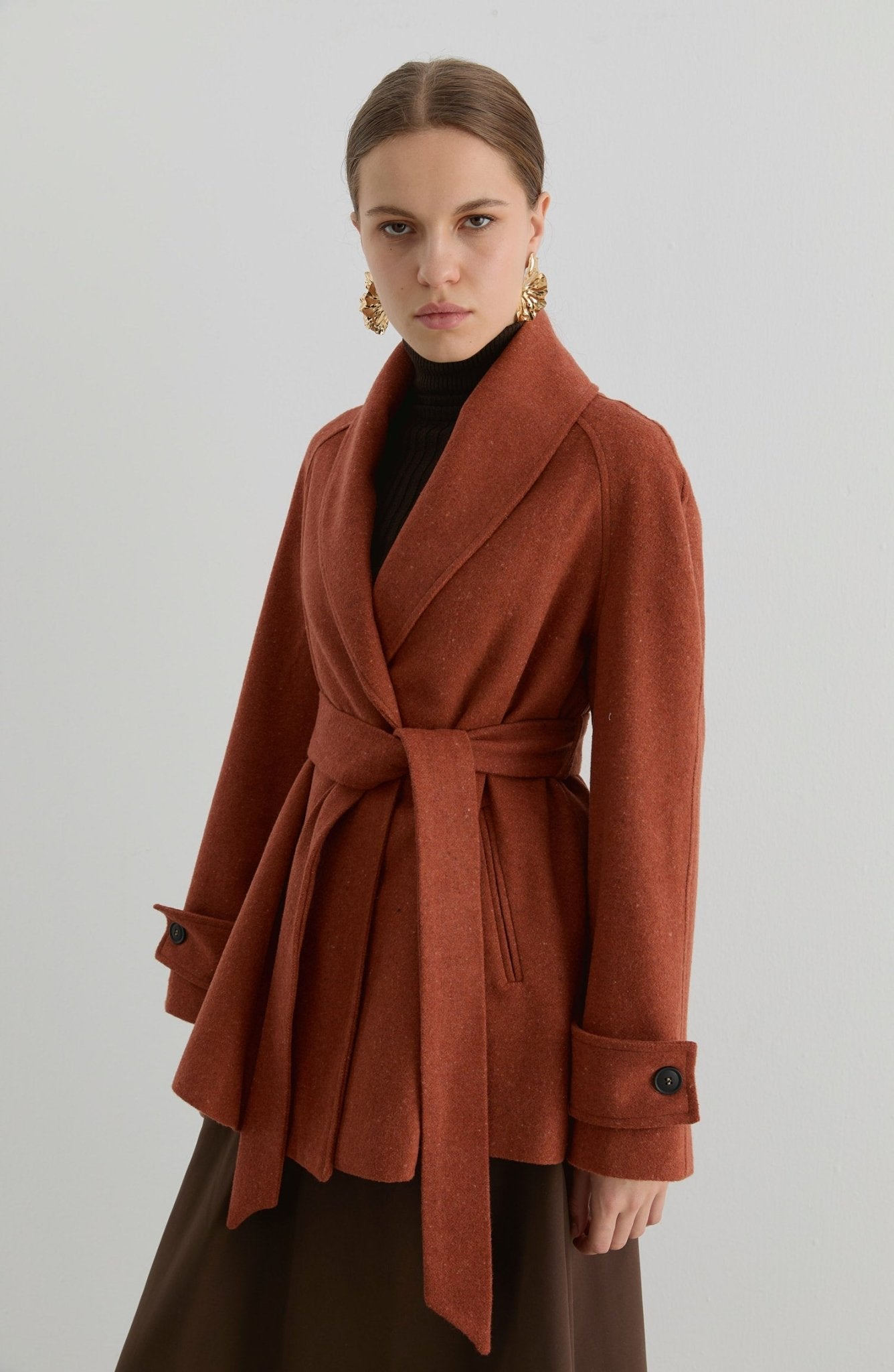 Kruvaze Tarçın Midi Ceket Kaban - Fatma Atasoy