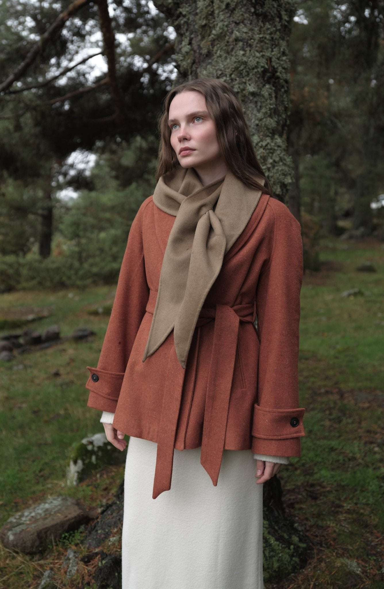 Kruvaze Tarçın Midi Ceket Kaban - Fatma Atasoy