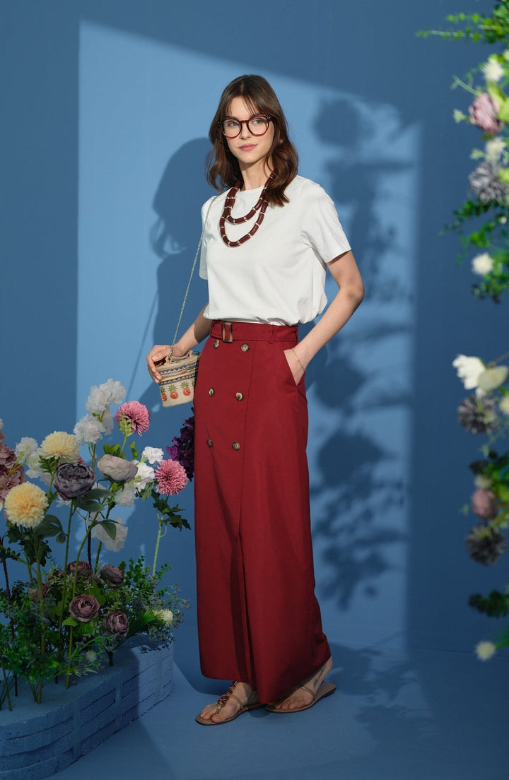 Kruvaze Trenç Bordo Etek - Fatma Atasoy