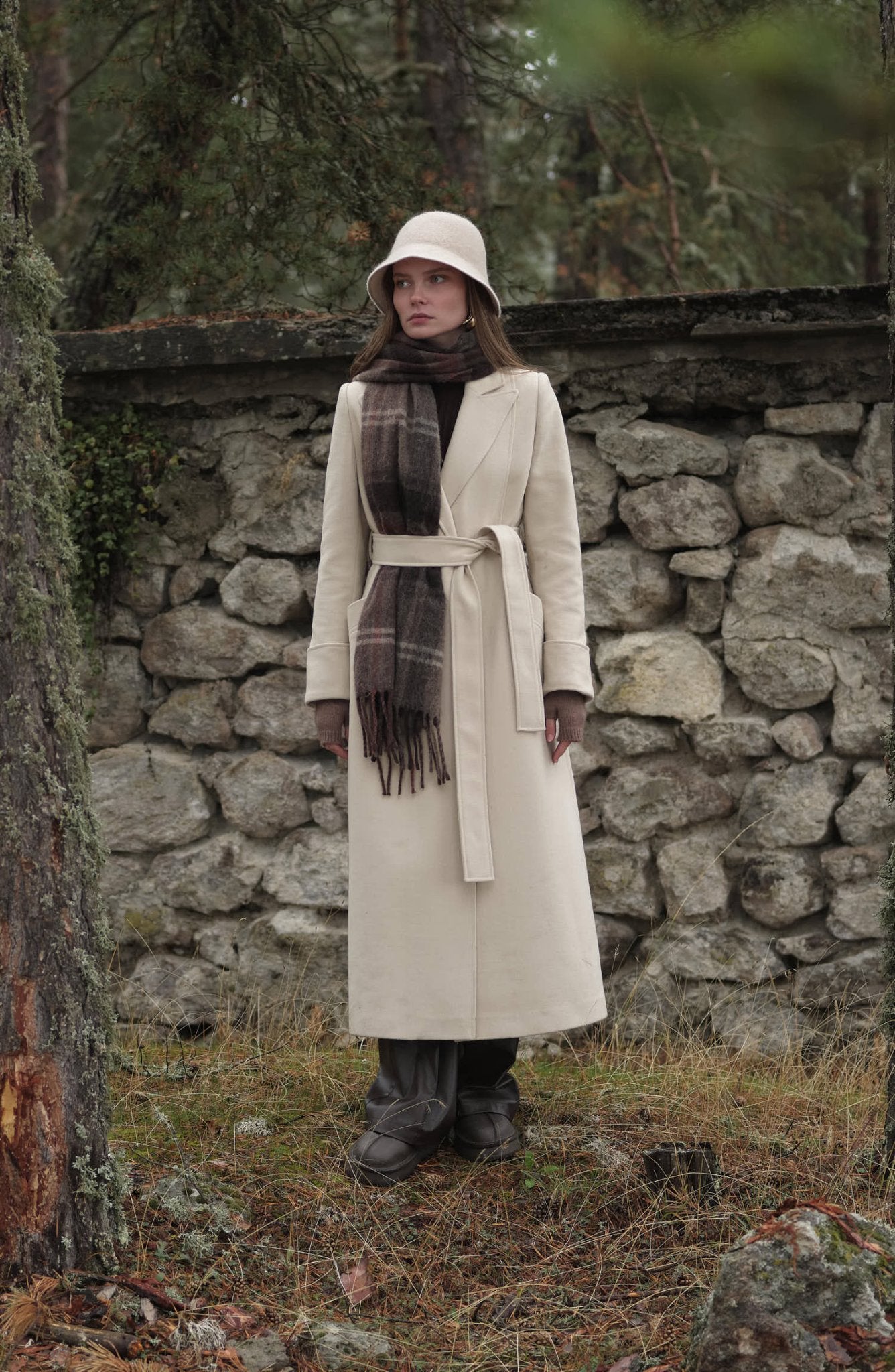 Kuşaklı Taş Kaşmir Maksi Kaban - Fatma Atasoy