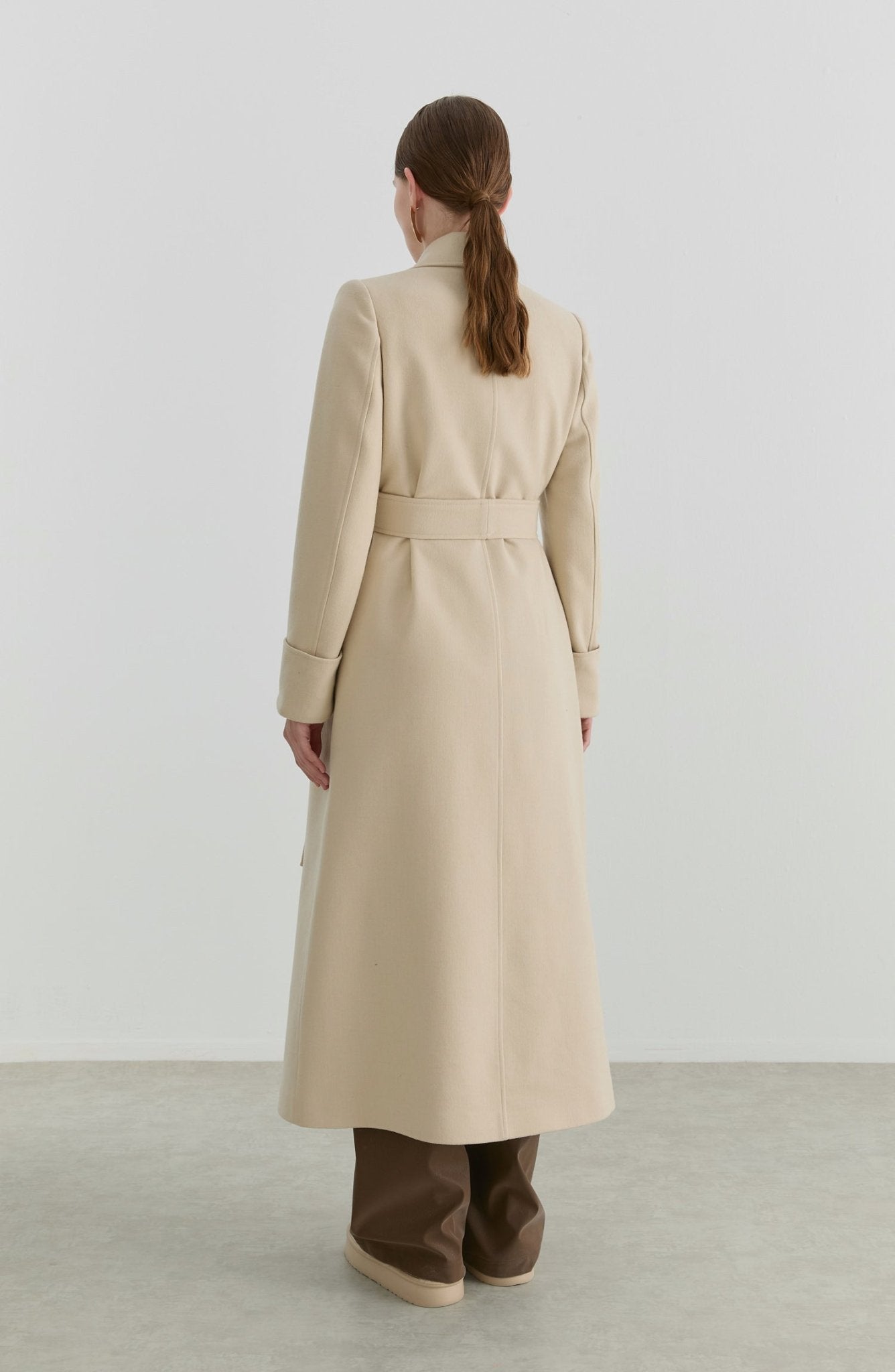 Kuşaklı Taş Kaşmir Maksi Kaban - Fatma Atasoy