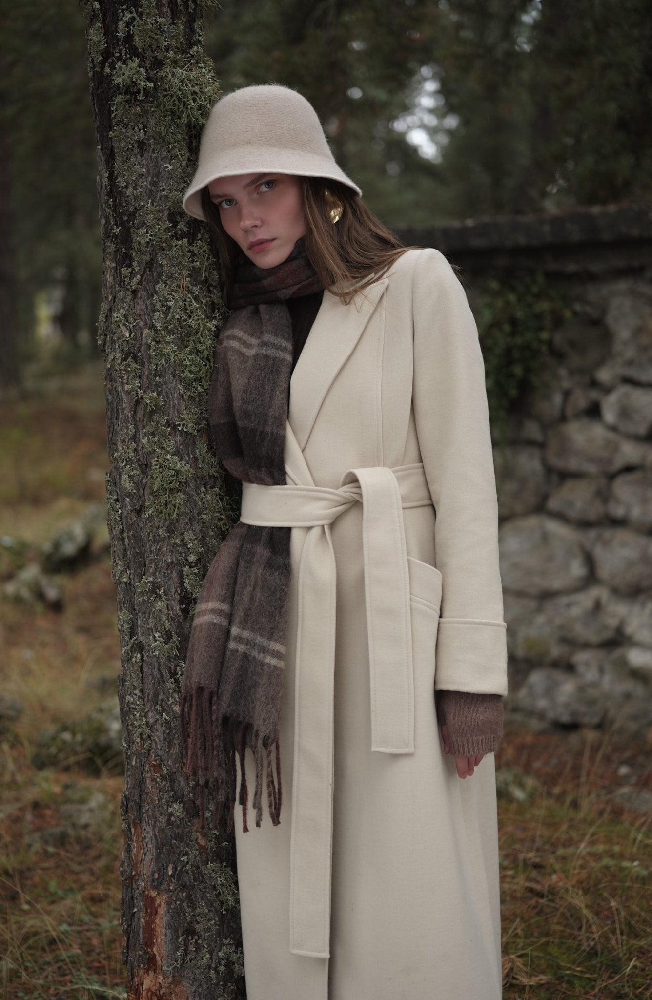 Kuşaklı Taş Kaşmir Maksi Kaban - Fatma Atasoy