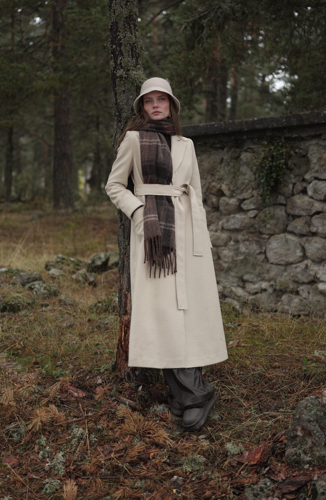 Kuşaklı Taş Kaşmir Maksi Kaban - Fatma Atasoy