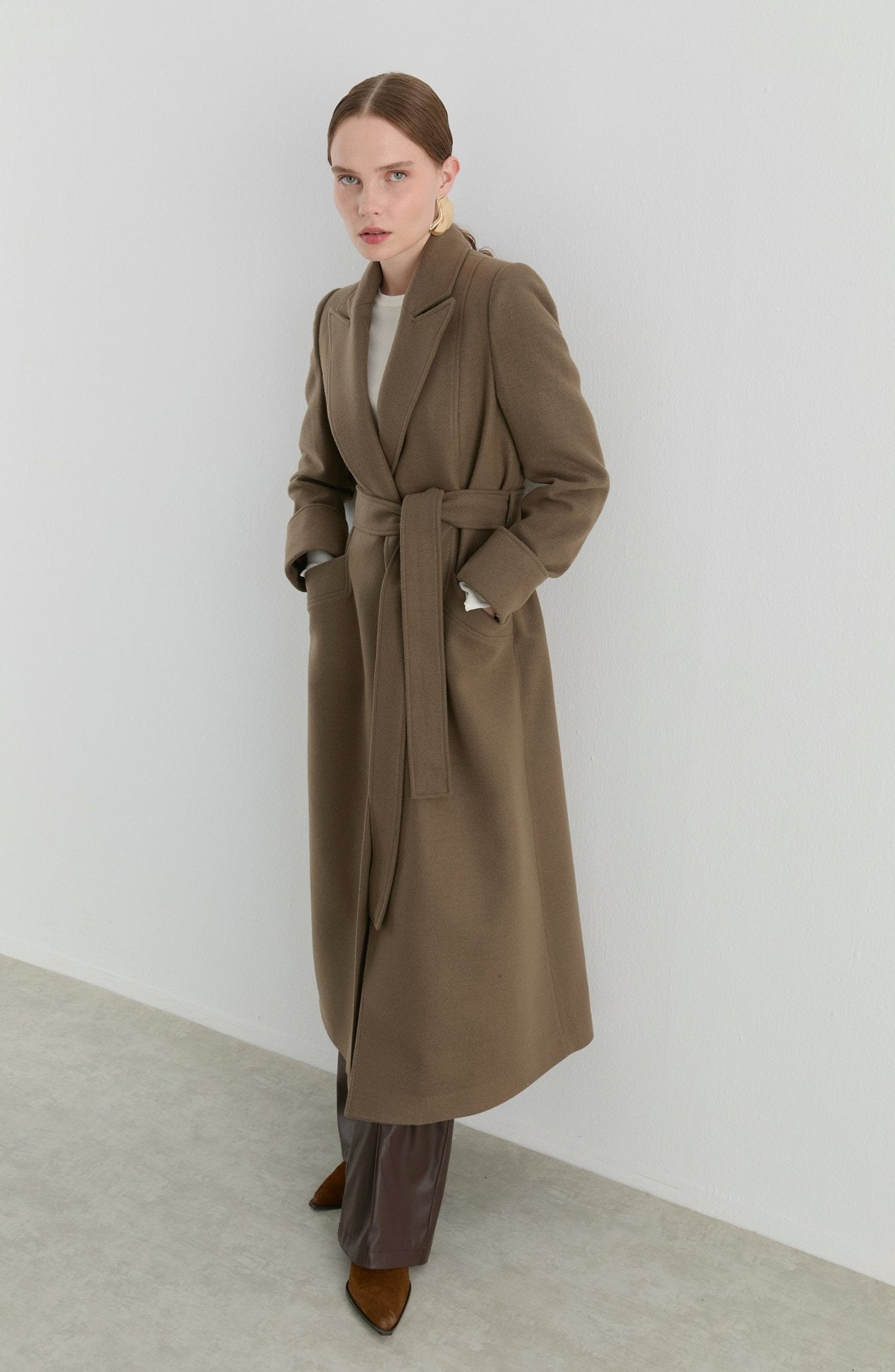 Kuşaklı Vizon Kaşmir Maksi Kaban - Fatma Atasoy