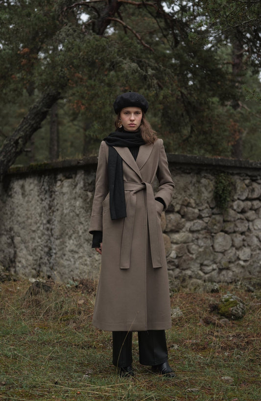 Kuşaklı Vizon Kaşmir Maksi Kaban - Fatma Atasoy