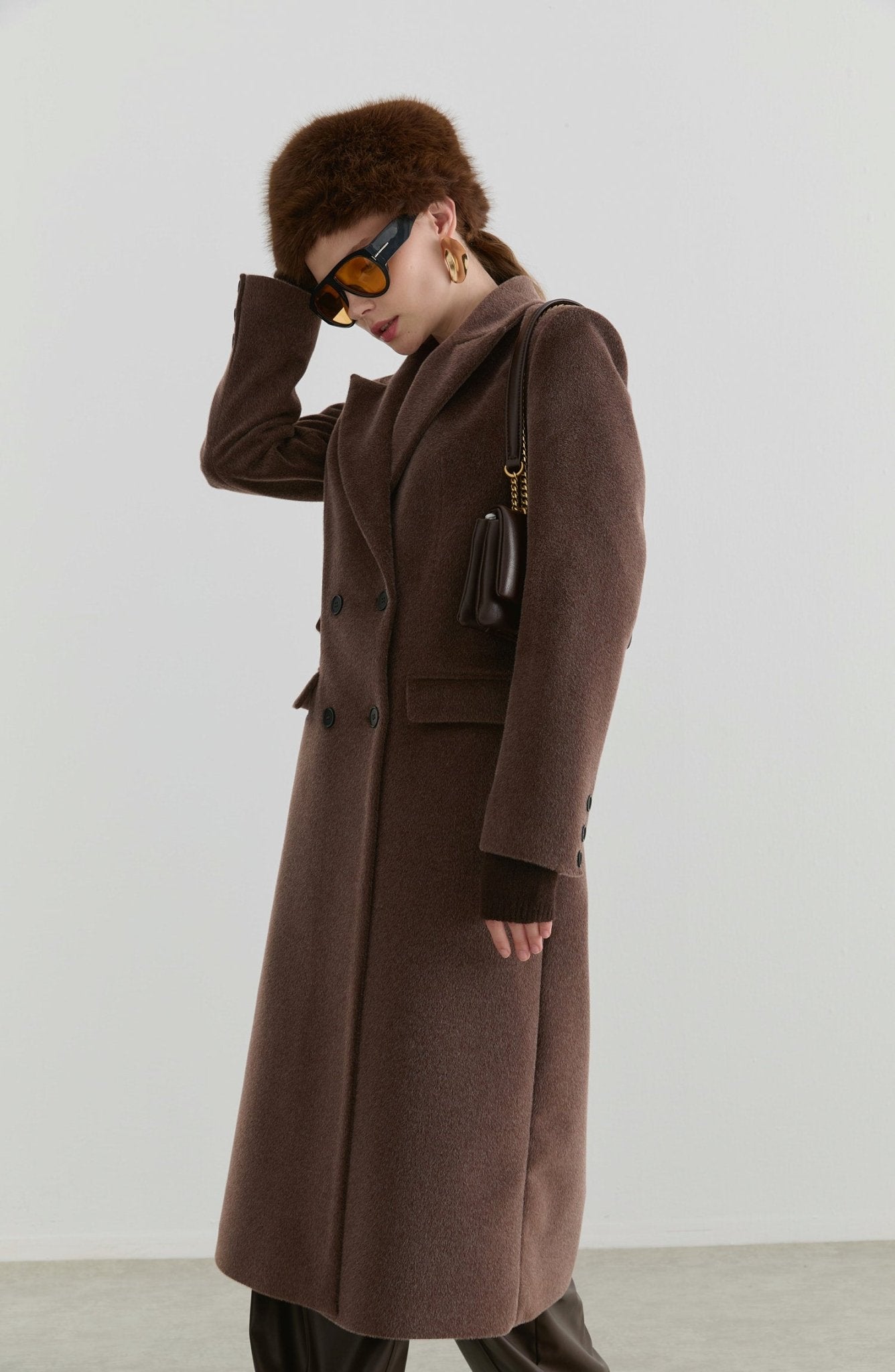 Maksi Tay Tüyü Kahverengi Ceket Kaban - Fatma Atasoy