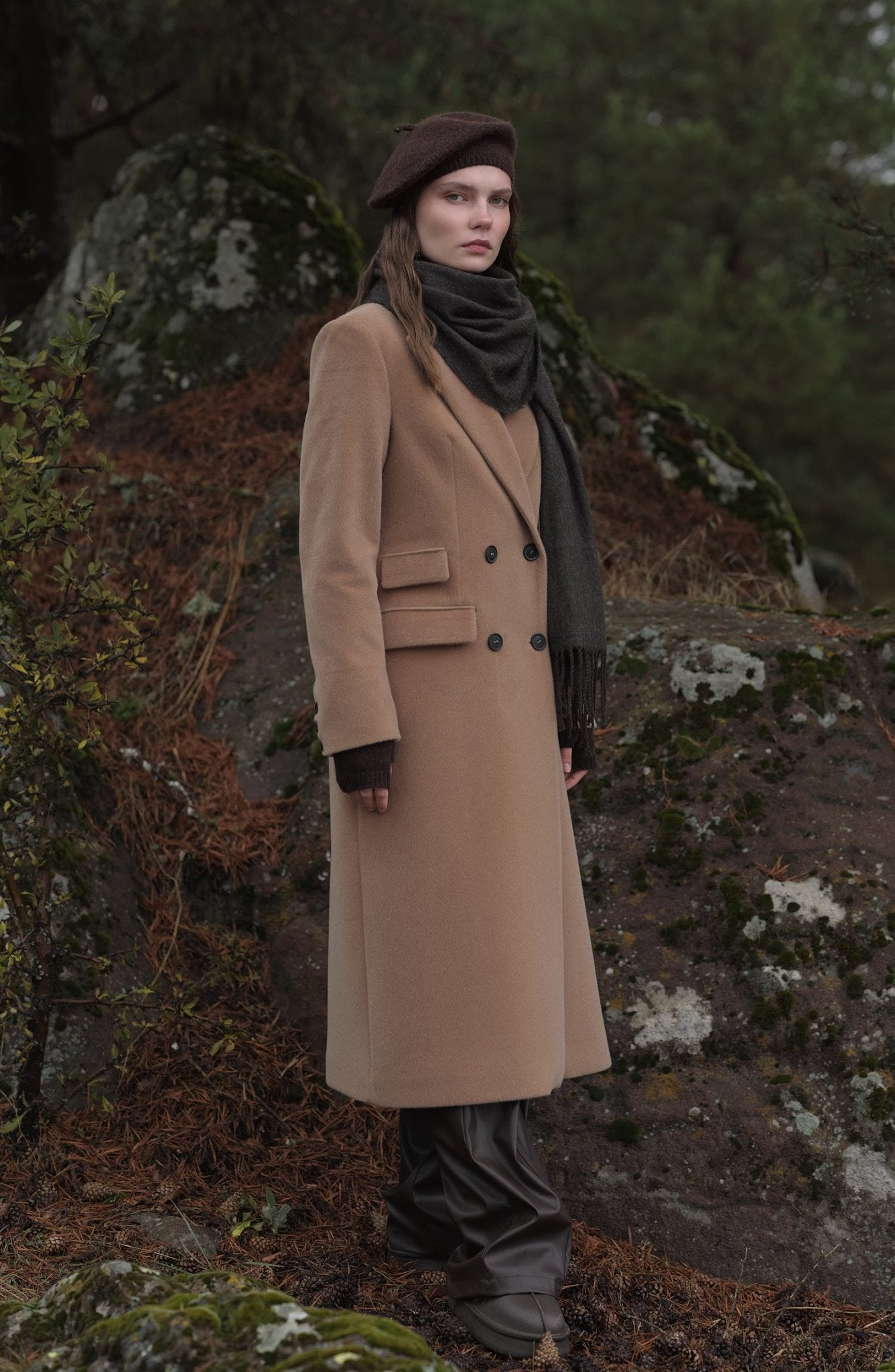 Maksi Tay Tüyü Mocha Ceket Kaban - Fatma Atasoy