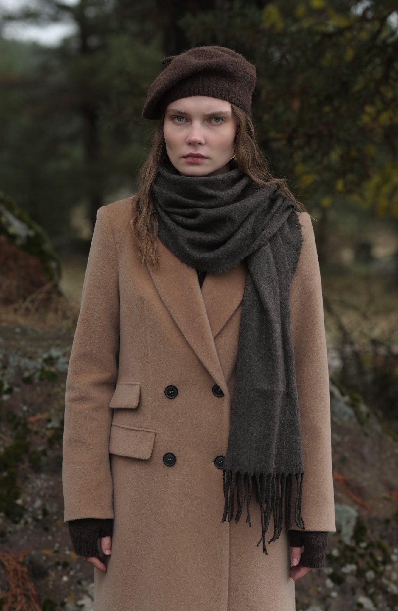 Maksi Tay Tüyü Mocha Ceket Kaban - Fatma Atasoy