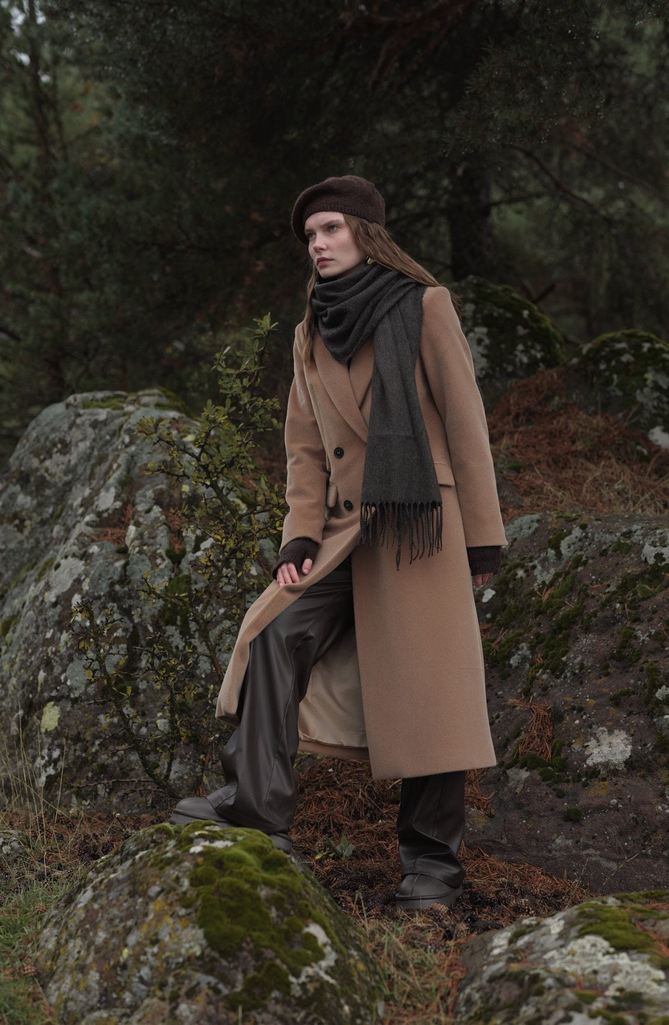 Maksi Tay Tüyü Mocha Ceket Kaban - Fatma Atasoy