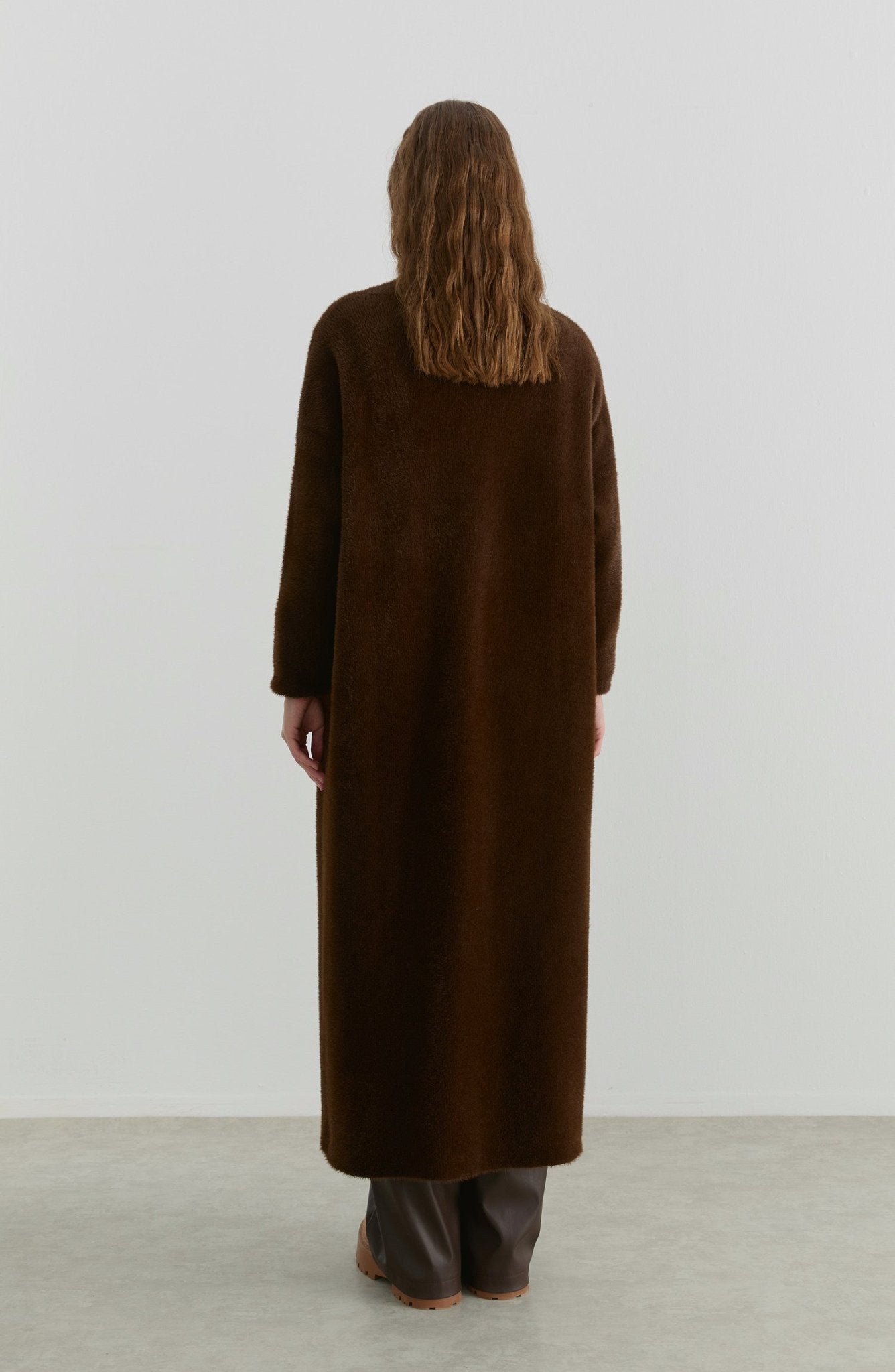 Maksi Yumoş Acı Kahve Triko Hırka - Fatma Atasoy