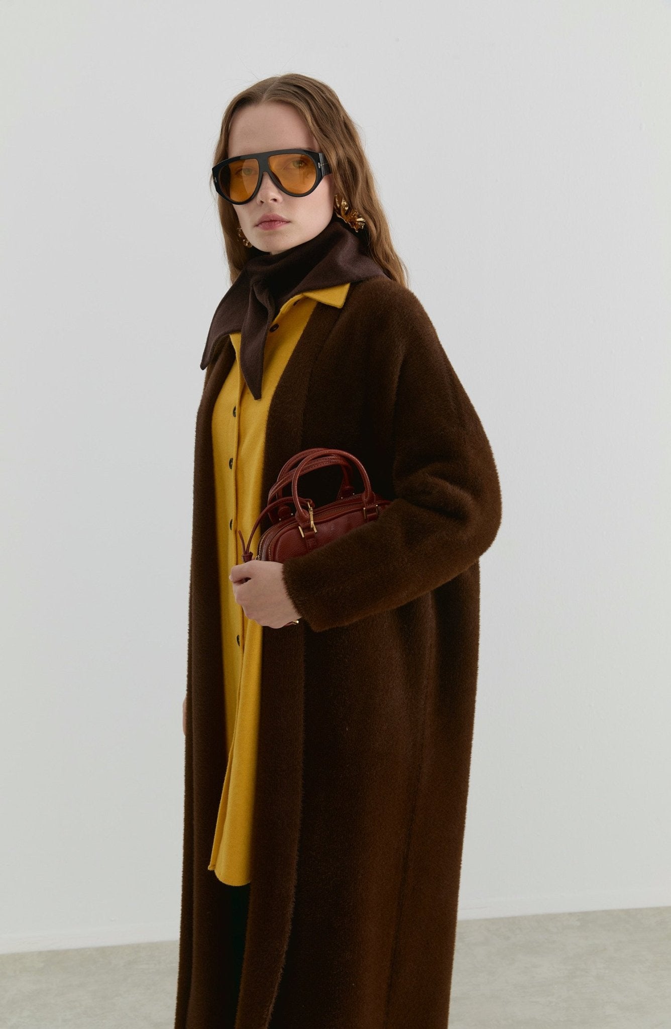 Maksi Yumoş Acı Kahve Triko Hırka - Fatma Atasoy