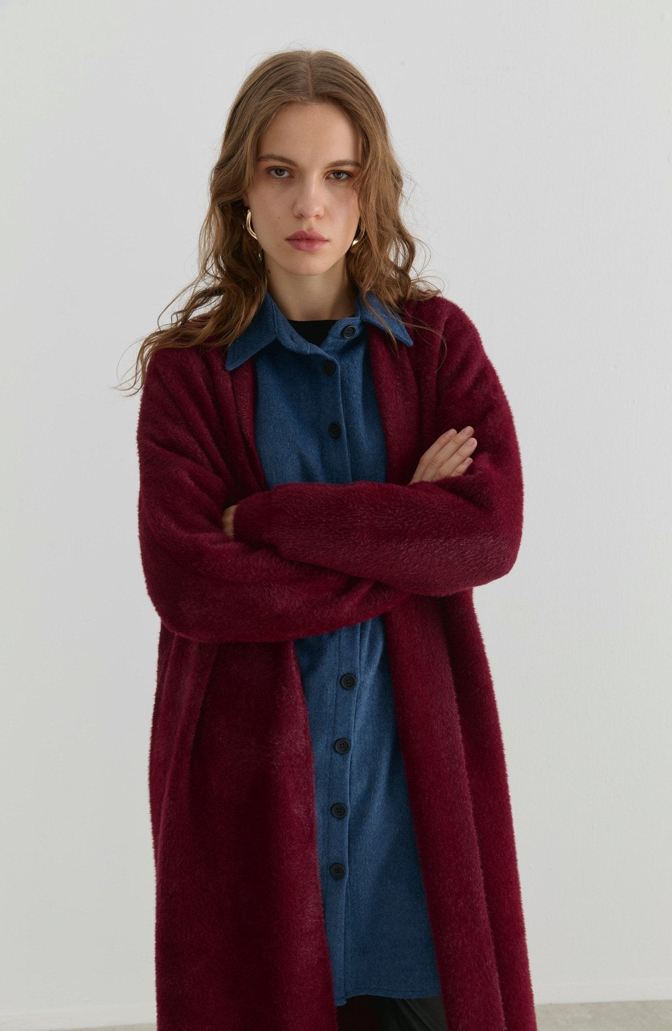 Maksi Yumoş Bordo Triko Hırka - Fatma Atasoy