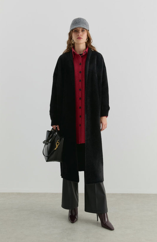 Maksi Yumoş Siyah Triko Hırka - Fatma Atasoy