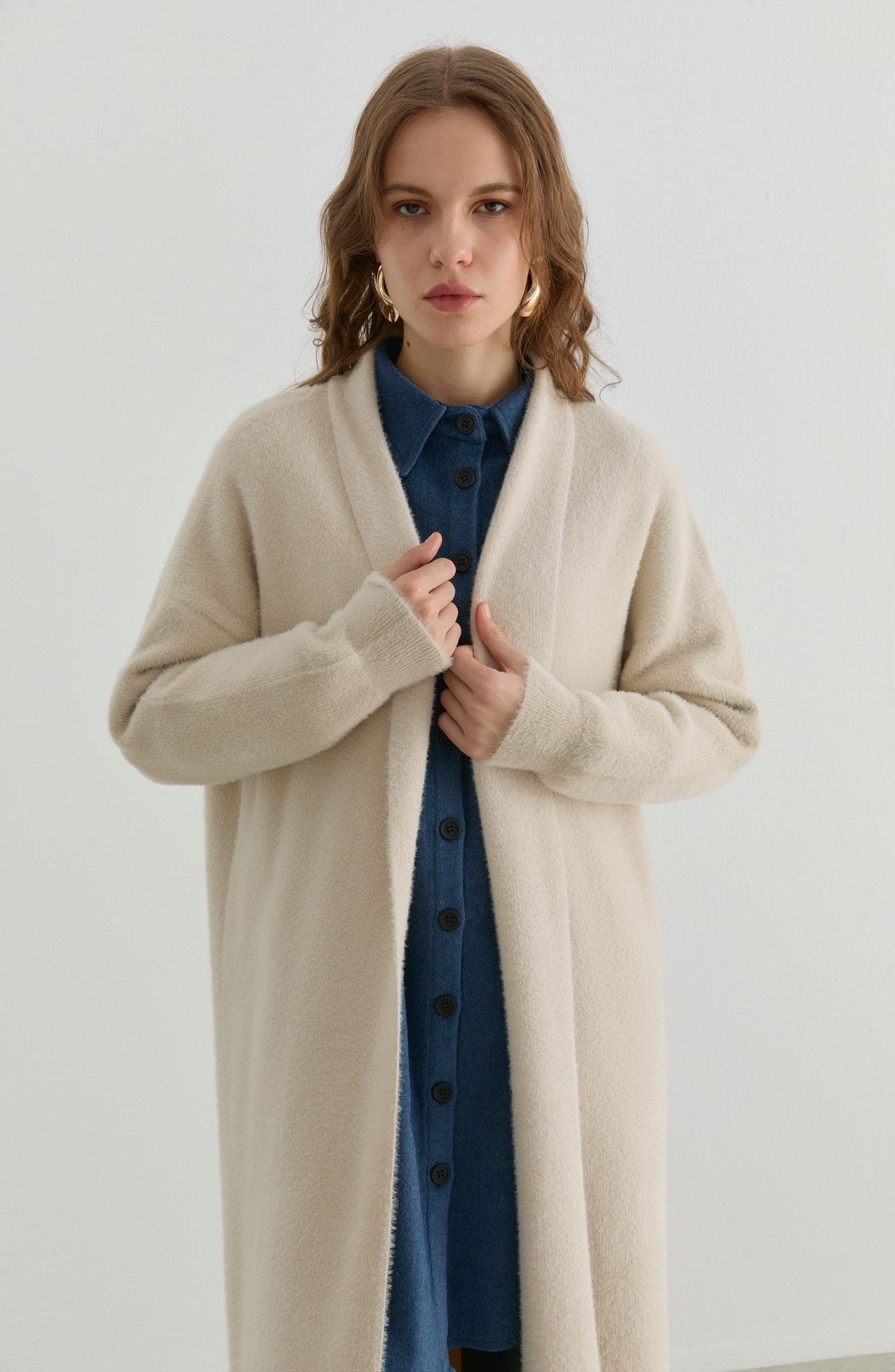 Maksi Yumoş Taş Triko Hırka - Fatma Atasoy