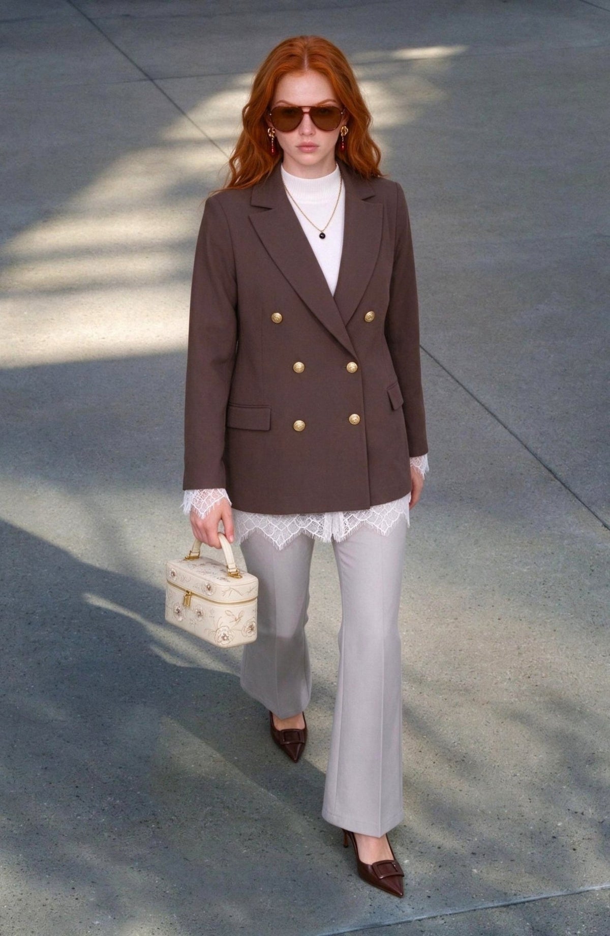 Midi Acı Kahve Blazer Ceket - Fatma Atasoy