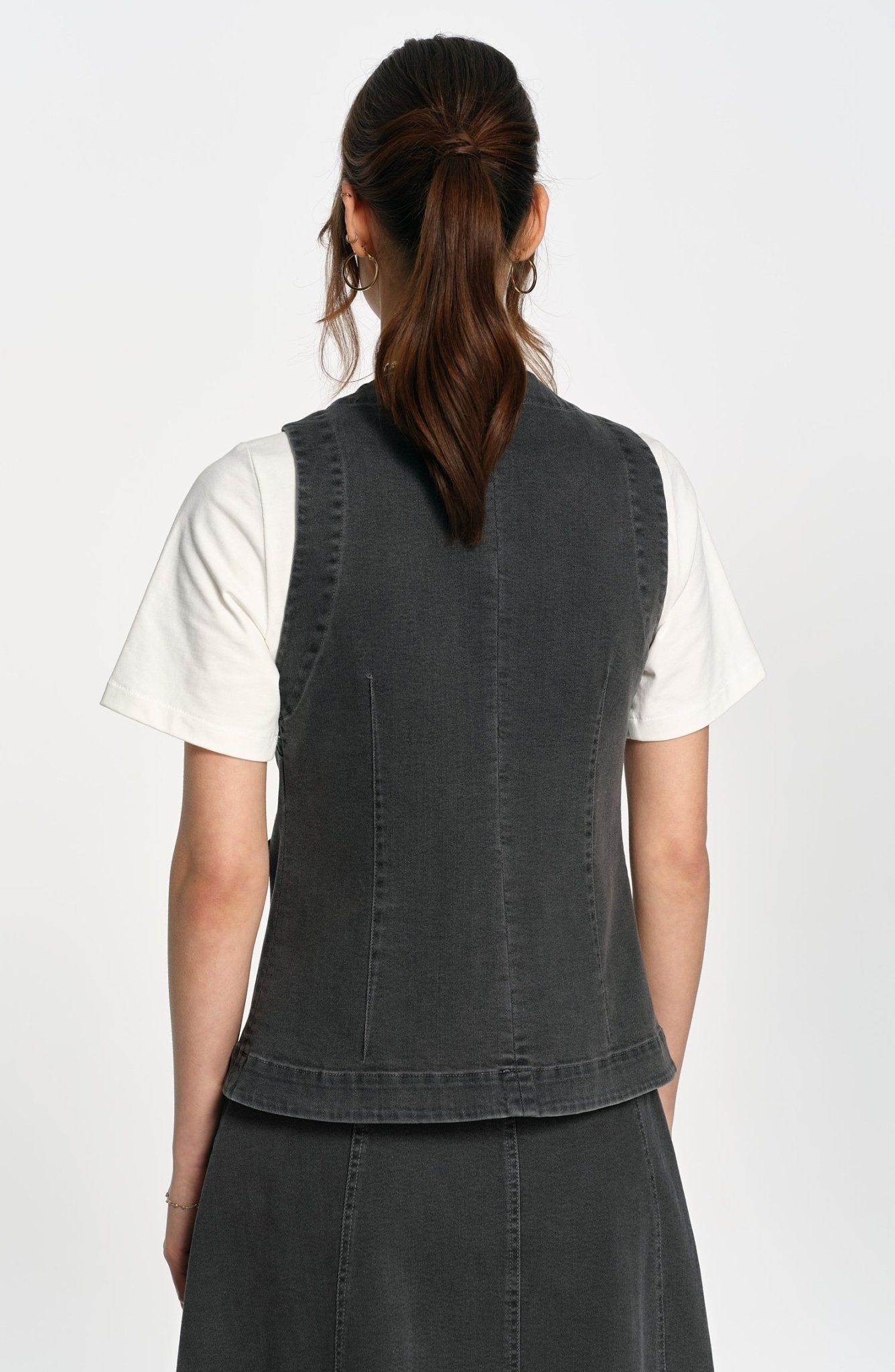 Midi Gri Denim Yelek - Fatma Atasoy