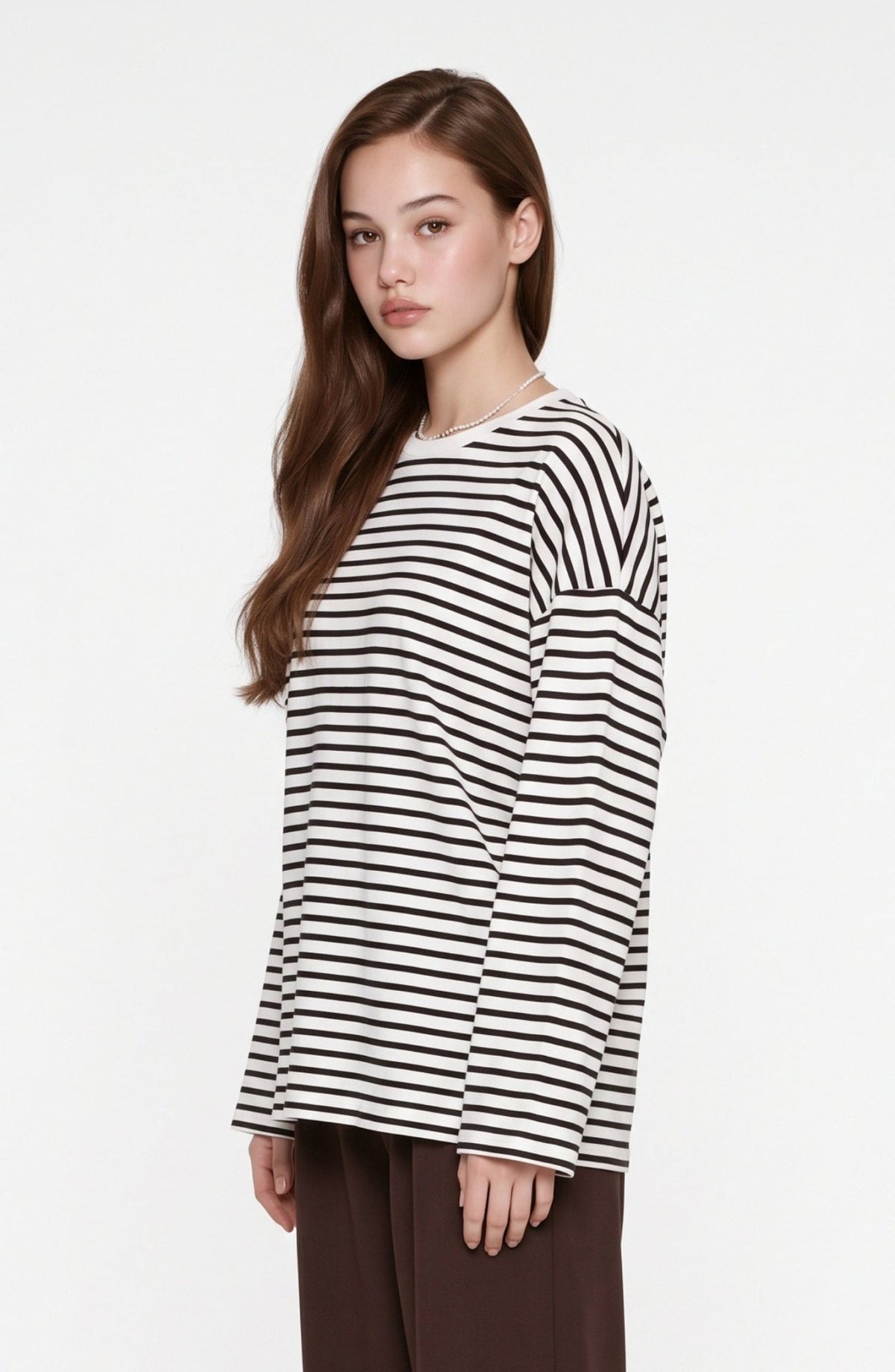 Midi Kahverengi Çizgili Sweatshirt - Fatma Atasoy