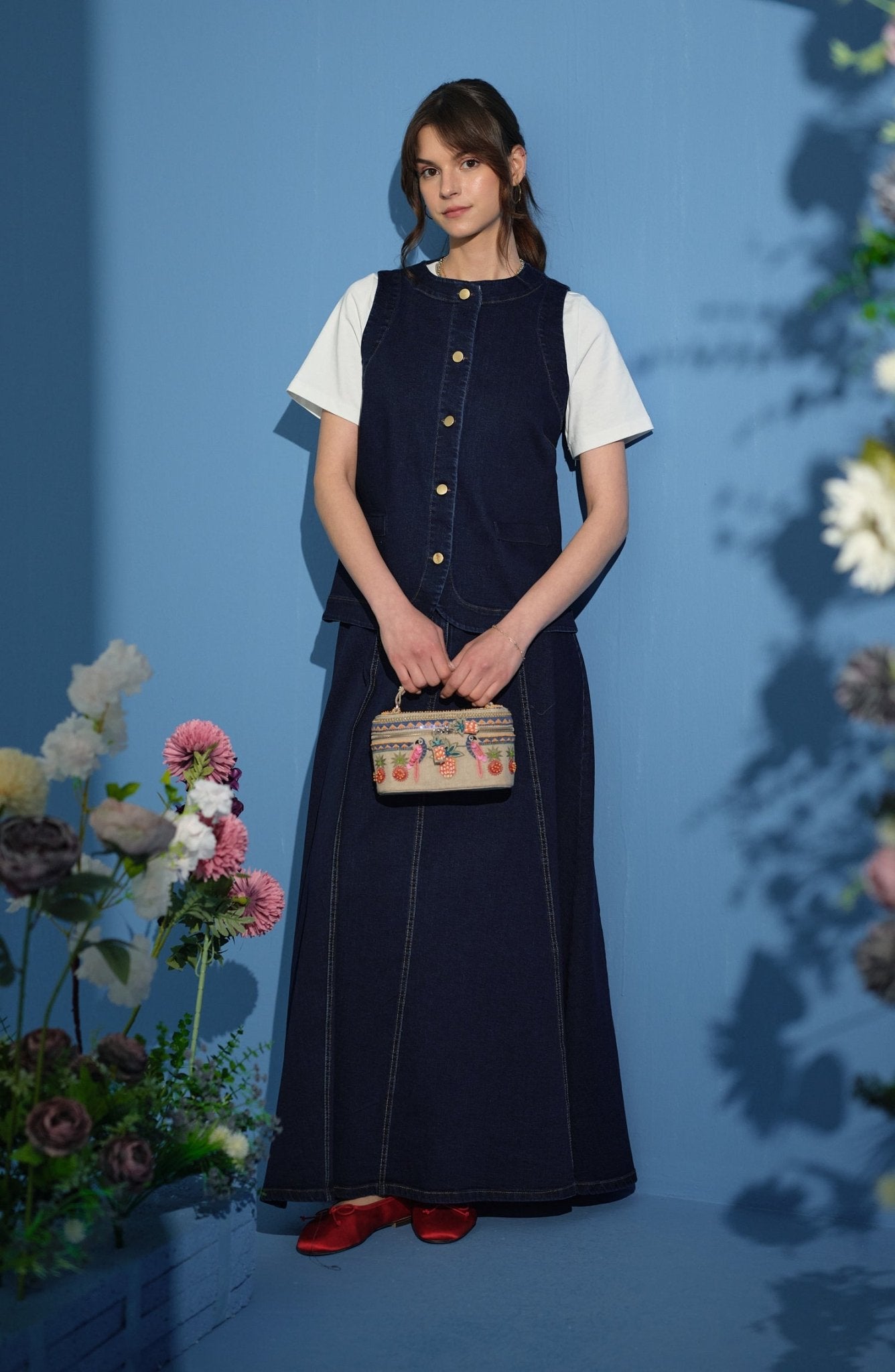 Midi Lacivert Denim Yelek - Fatma Atasoy